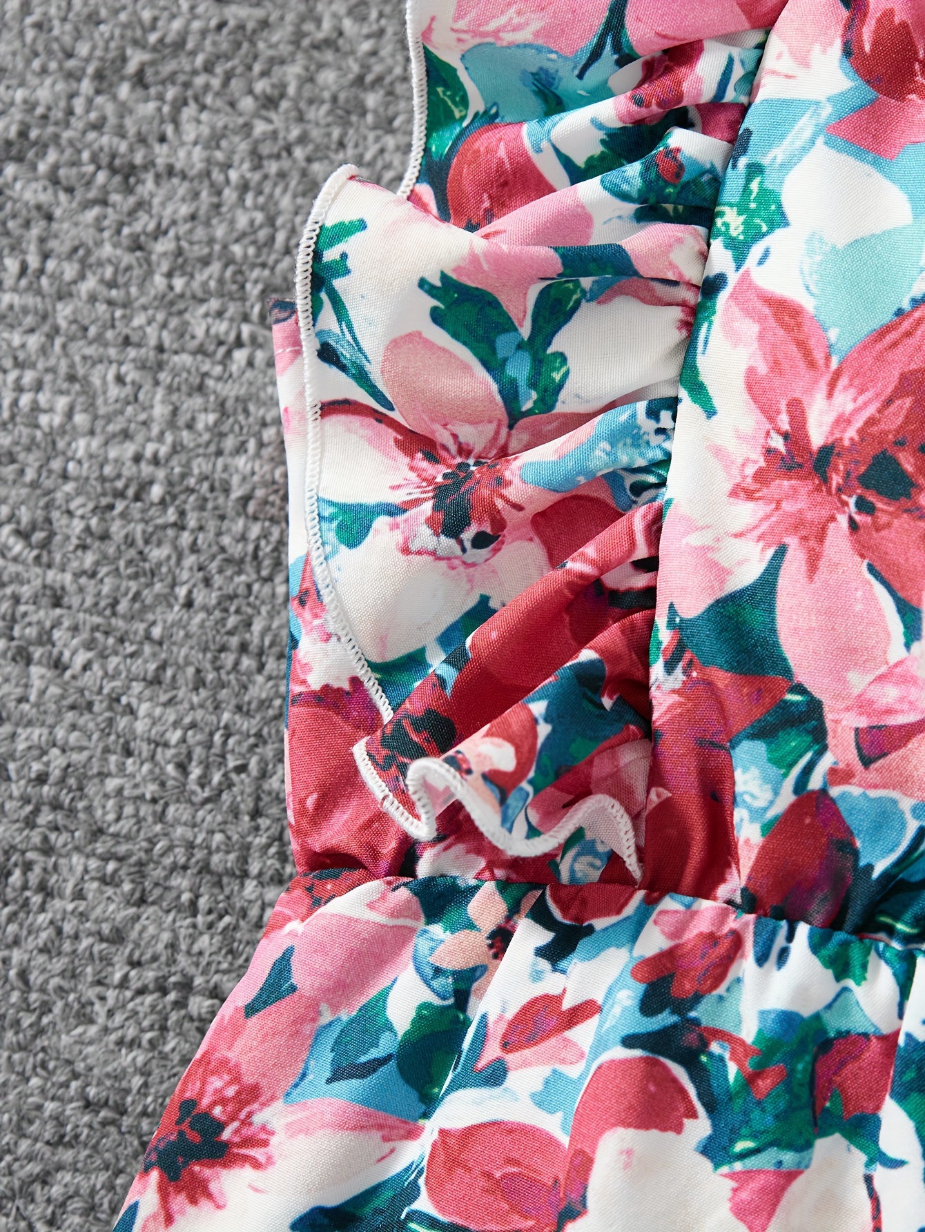 Girls Romper All Season Tropical Floral Ruffle Easy Care Ages 1-8 - 图片 4