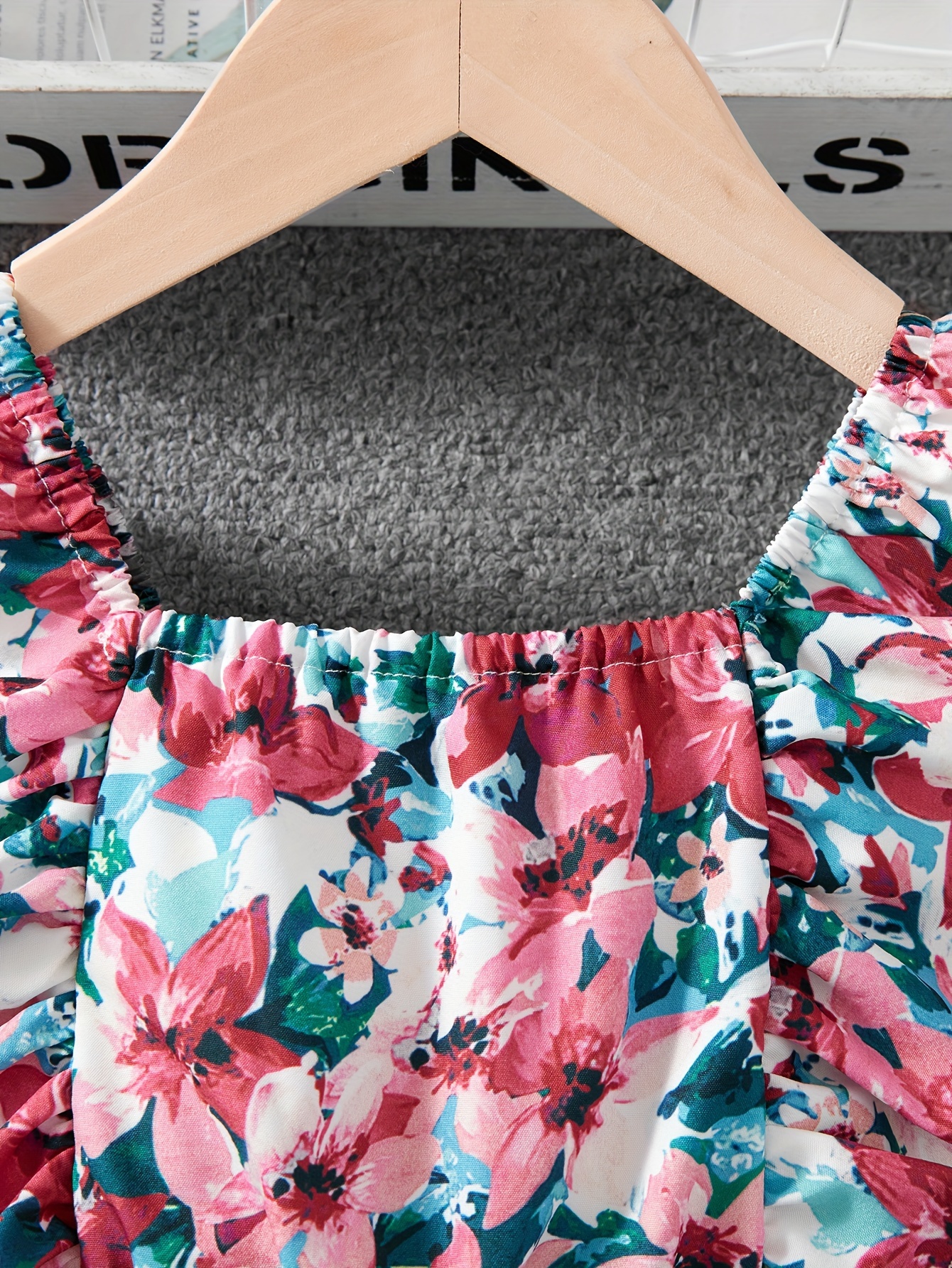 Girls Romper All Season Tropical Floral Ruffle Easy Care Ages 1-8 - 图片 3