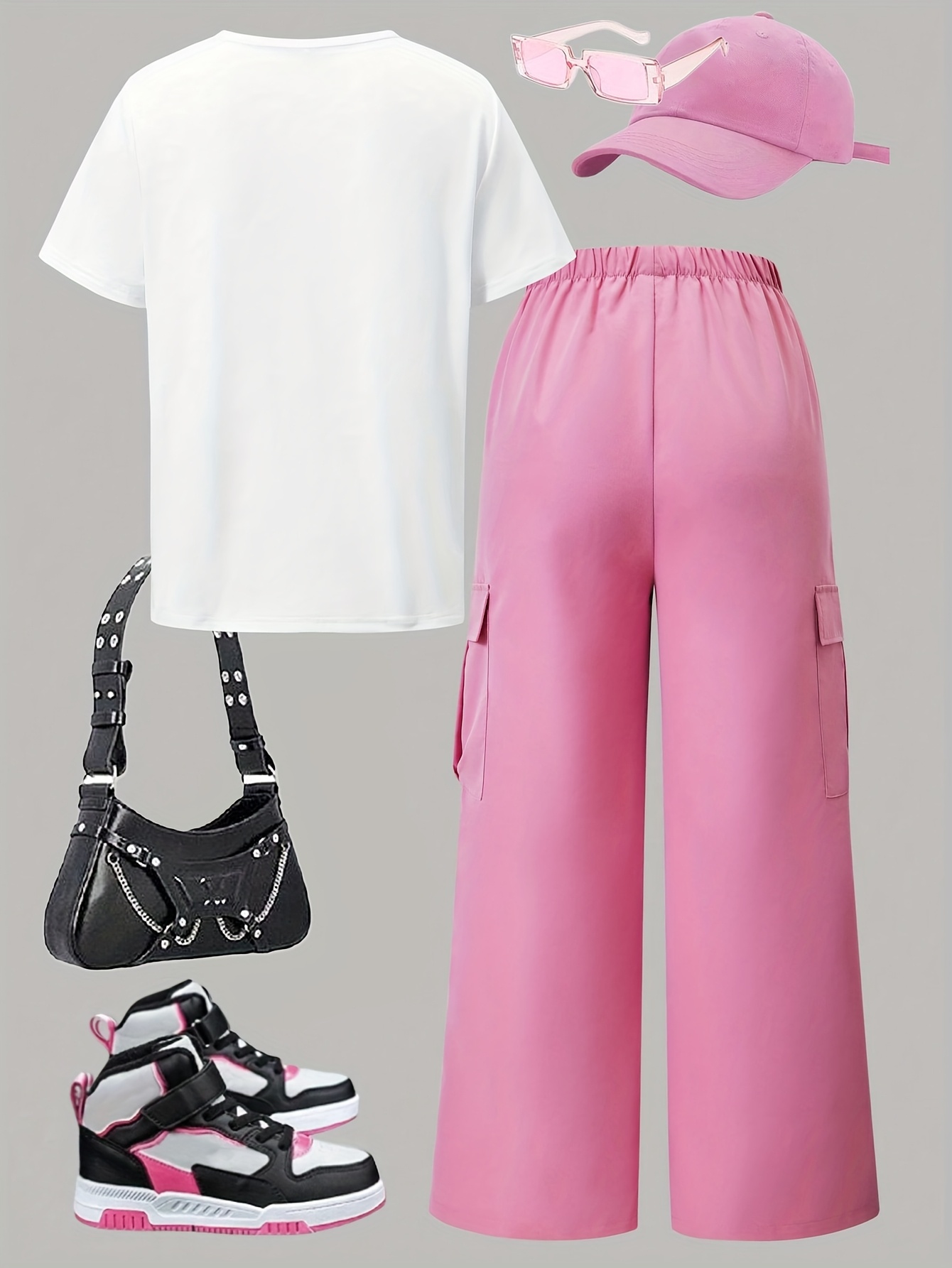 Girls T-Shirt Cargo Pants Set Summer 2-Piece Letter Print Graphic - 图片 2