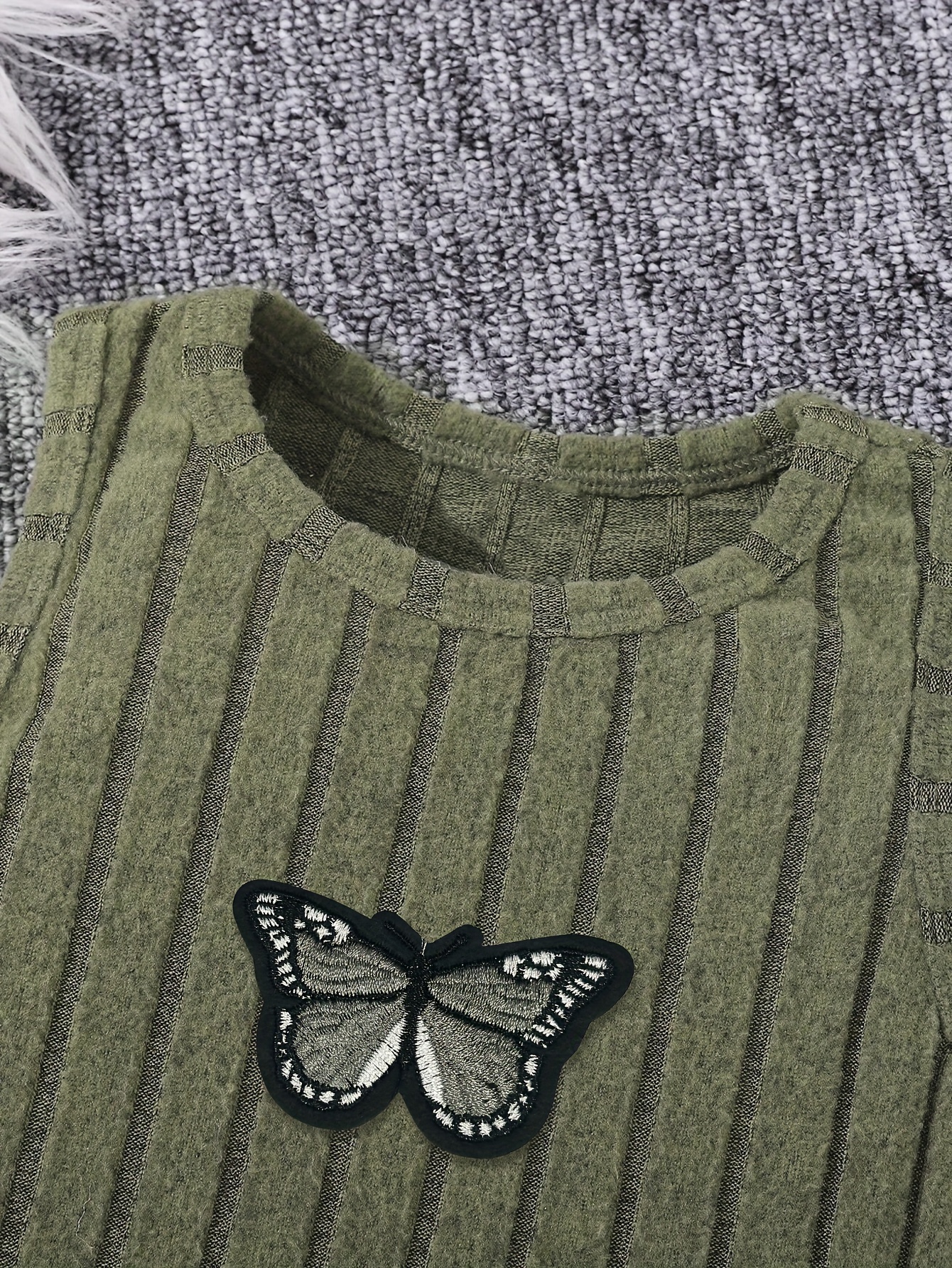 Girls Tank Top Pants Set Spring Fall 3-Piece Embroidered Stretch - 图片 3