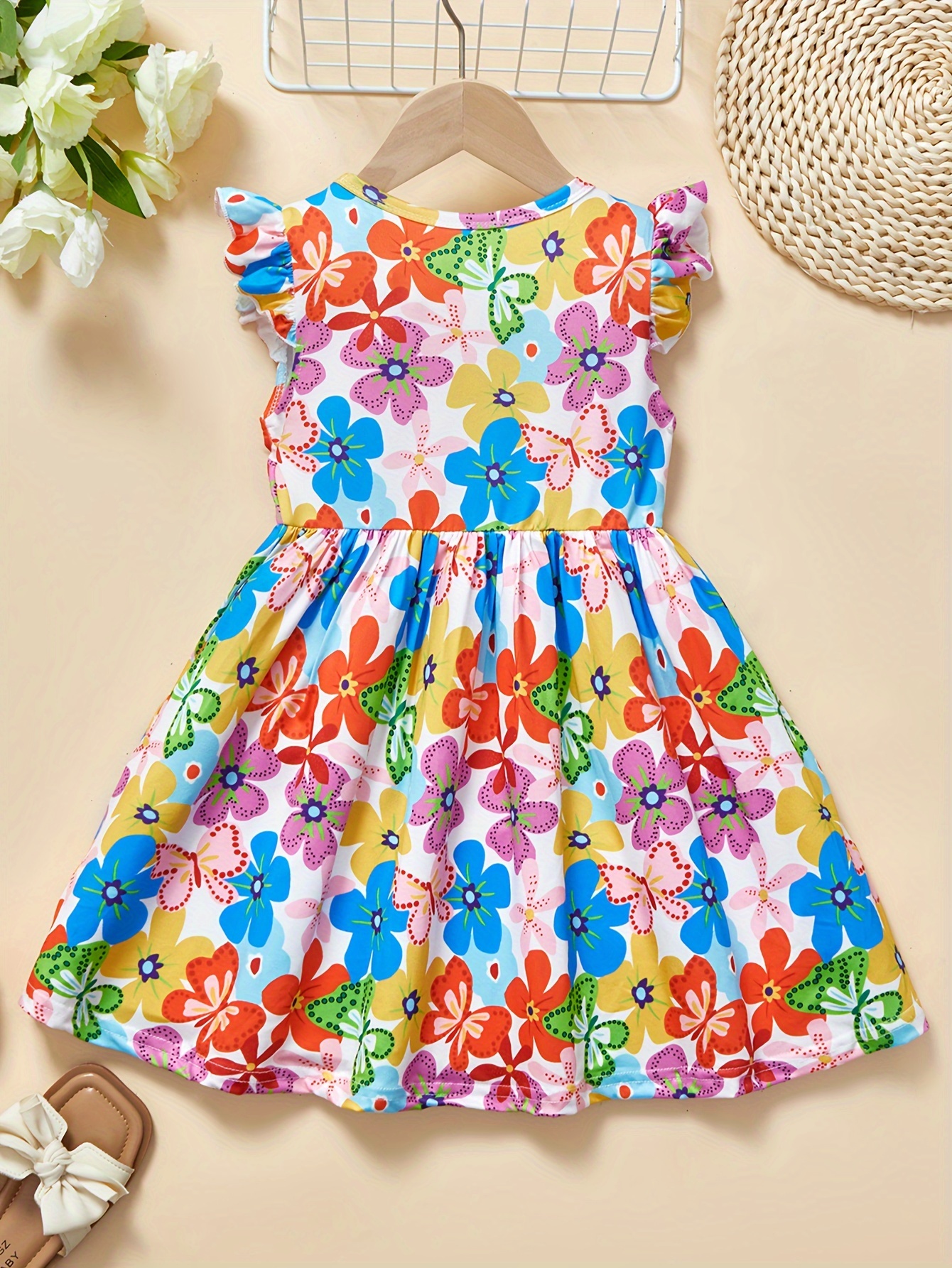 Girls Dress Summer Tropical Floral Stretch Comfort Ages 1-8 - 图片 2
