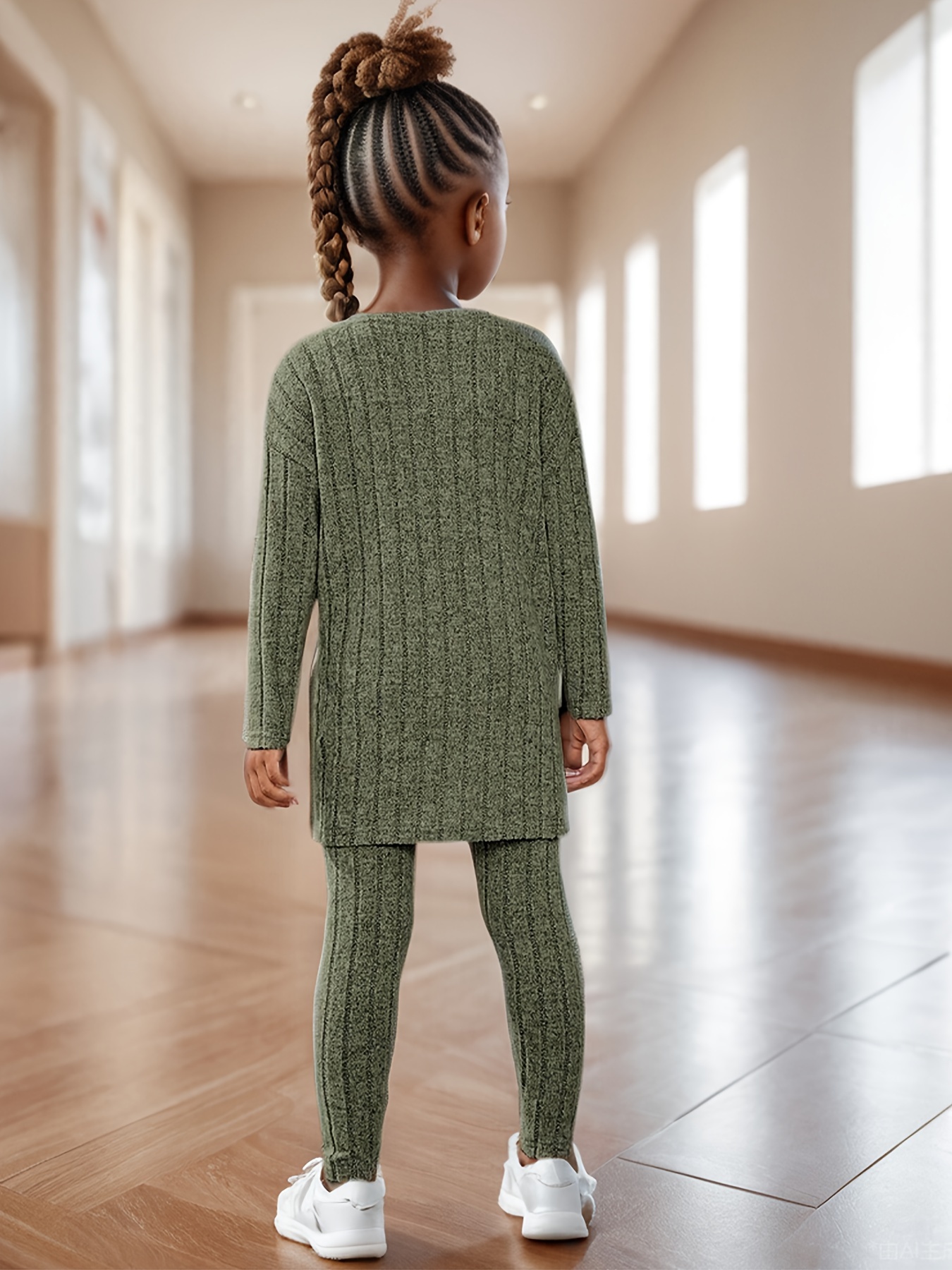 Girls Jacket Vest Pants Set Spring Fall 3-Piece Solid Stretch Ages 1-8 - 图片 2