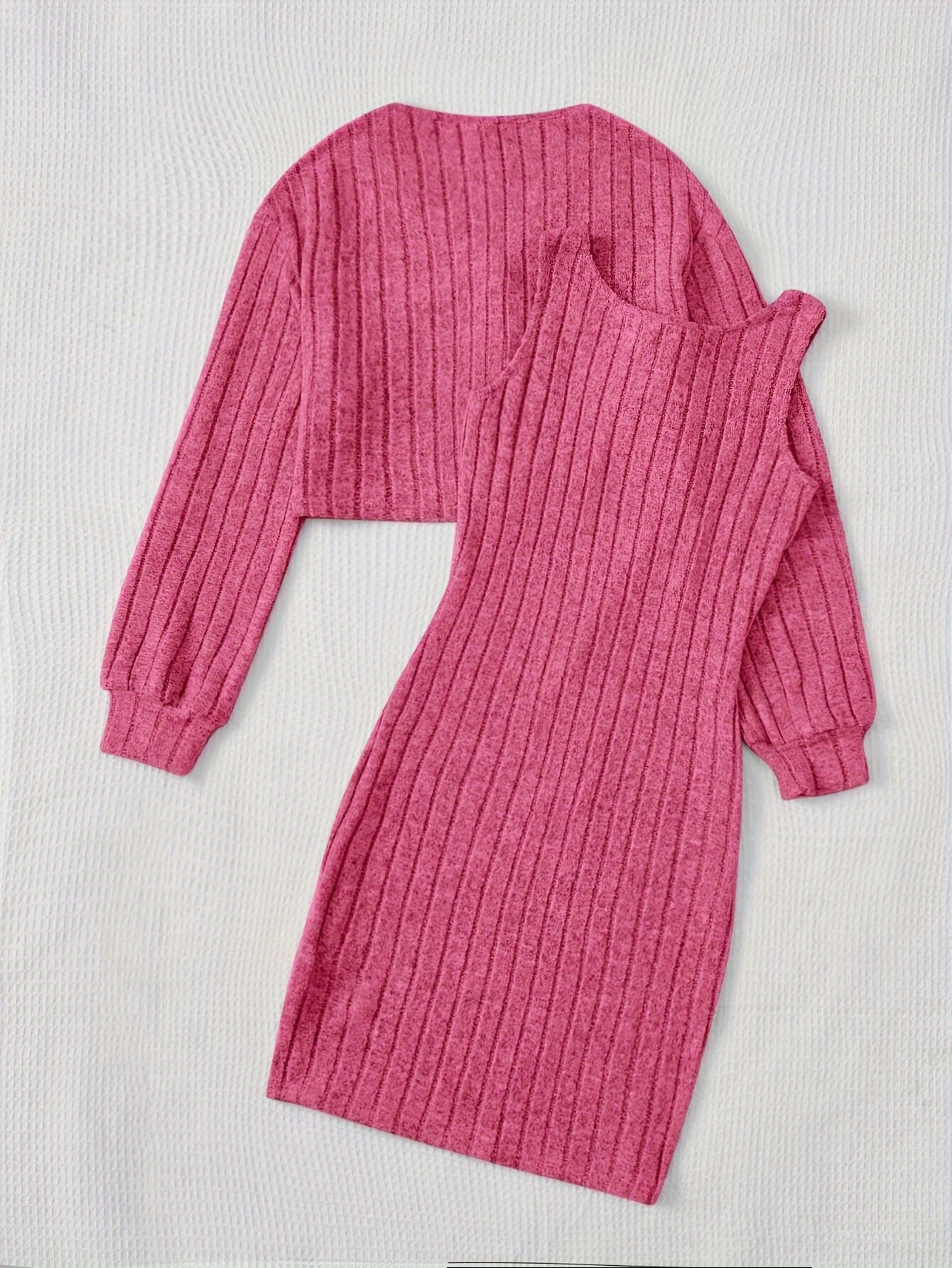 Girls Dress Spring Summer 2-Piece Solid Color Stretch Comfort Ages 1-8 - 图片 3