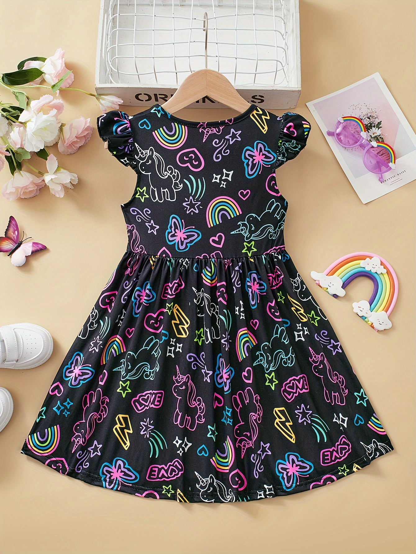 Girls Dress Summer Graphic Stretch Comfort Ages 1-8 - 图片 3