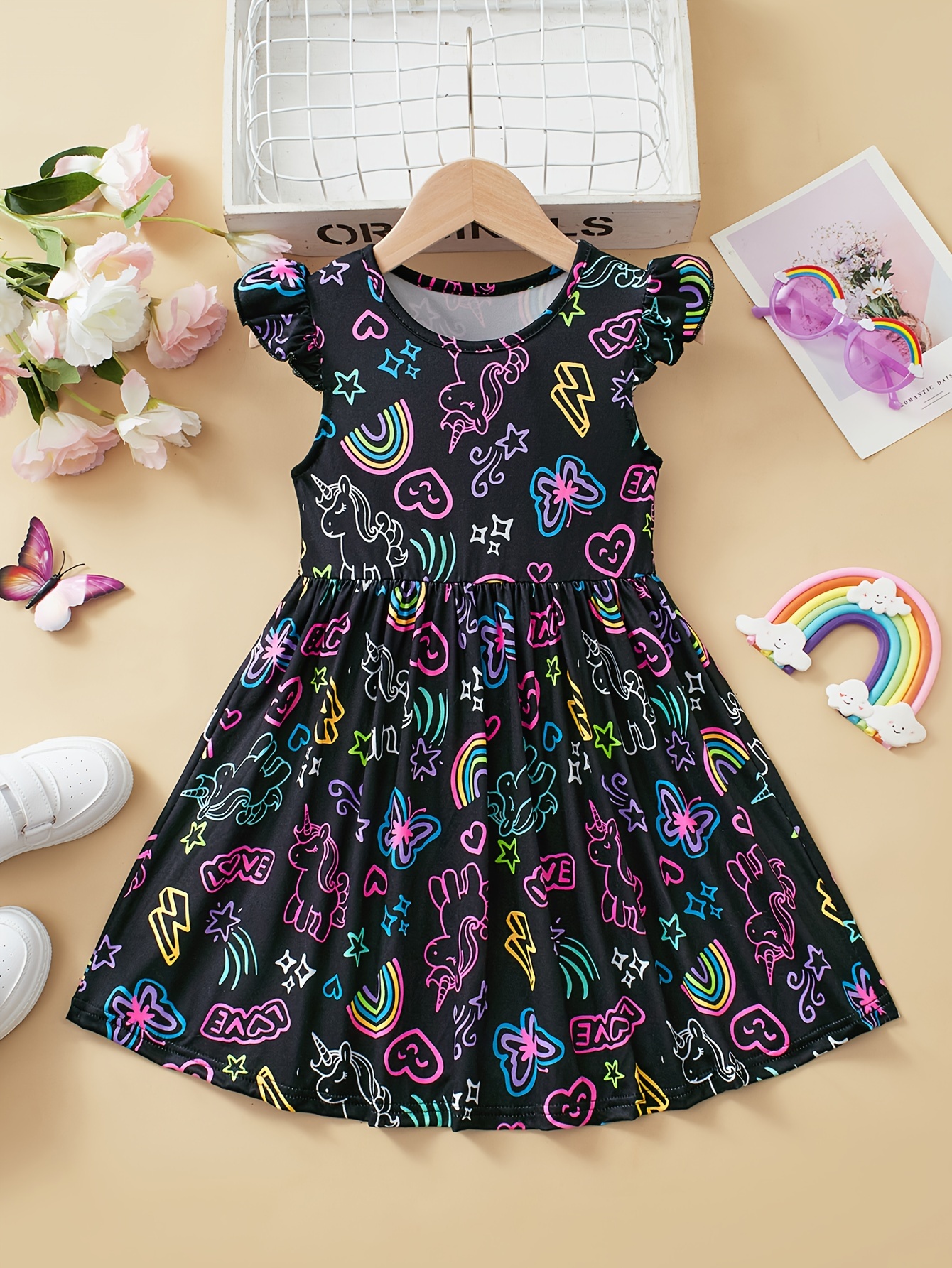 Girls Dress Summer Graphic Stretch Comfort Ages 1-8 - 图片 2