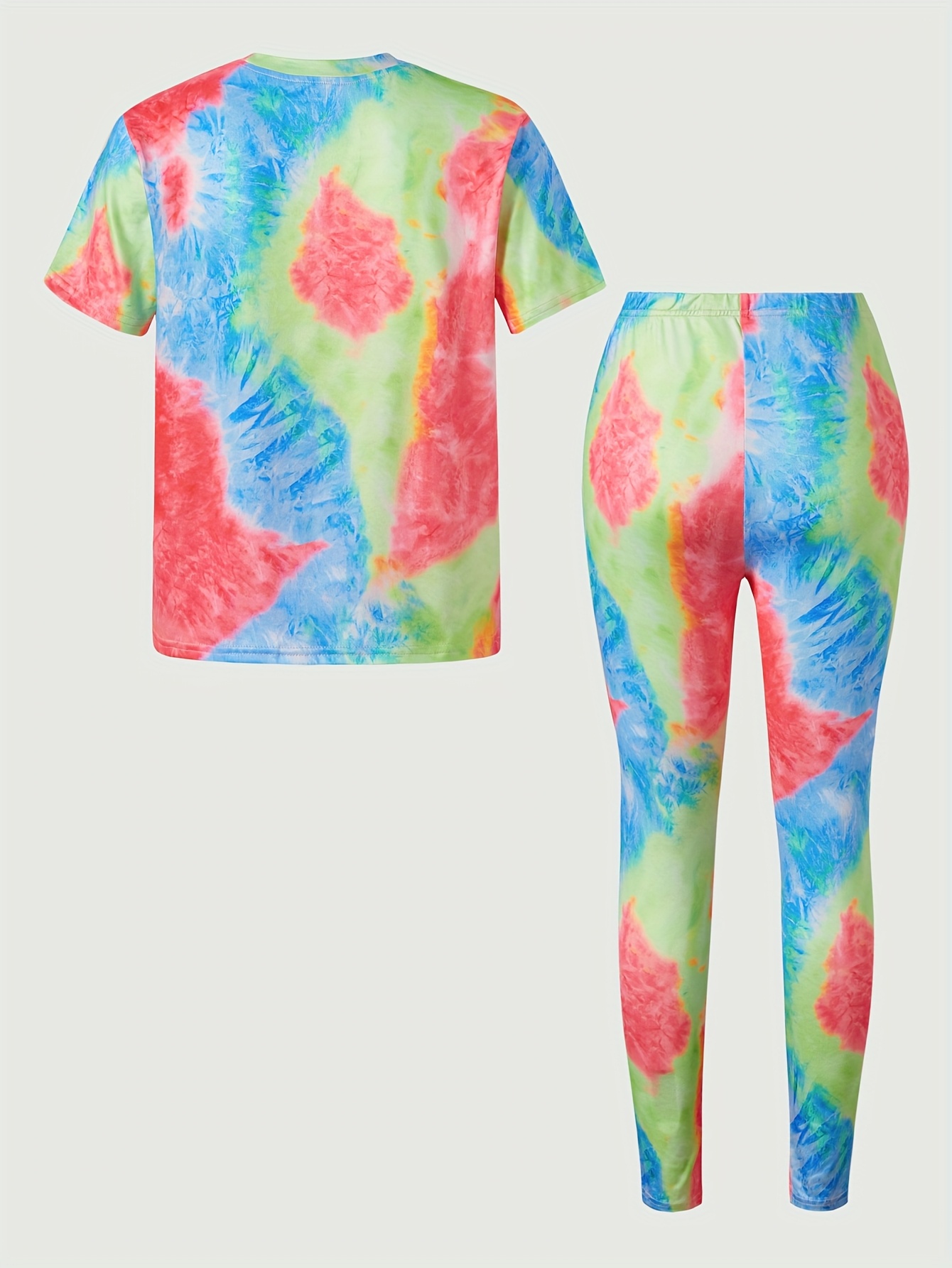 Girls T-Shirt Set Spring Fall 2-Piece Tie Dye Stretch Comfort Ages 1-8 - 图片 5