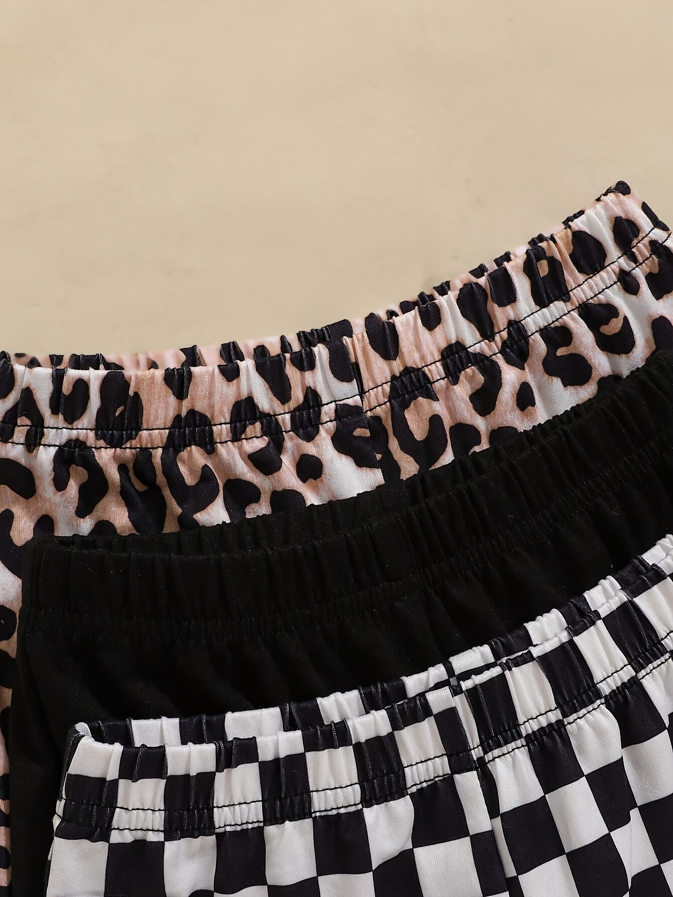 Girls Flare Pants All Season 3-Piece Leopard Print Houndstooth Stretch - 图片 11