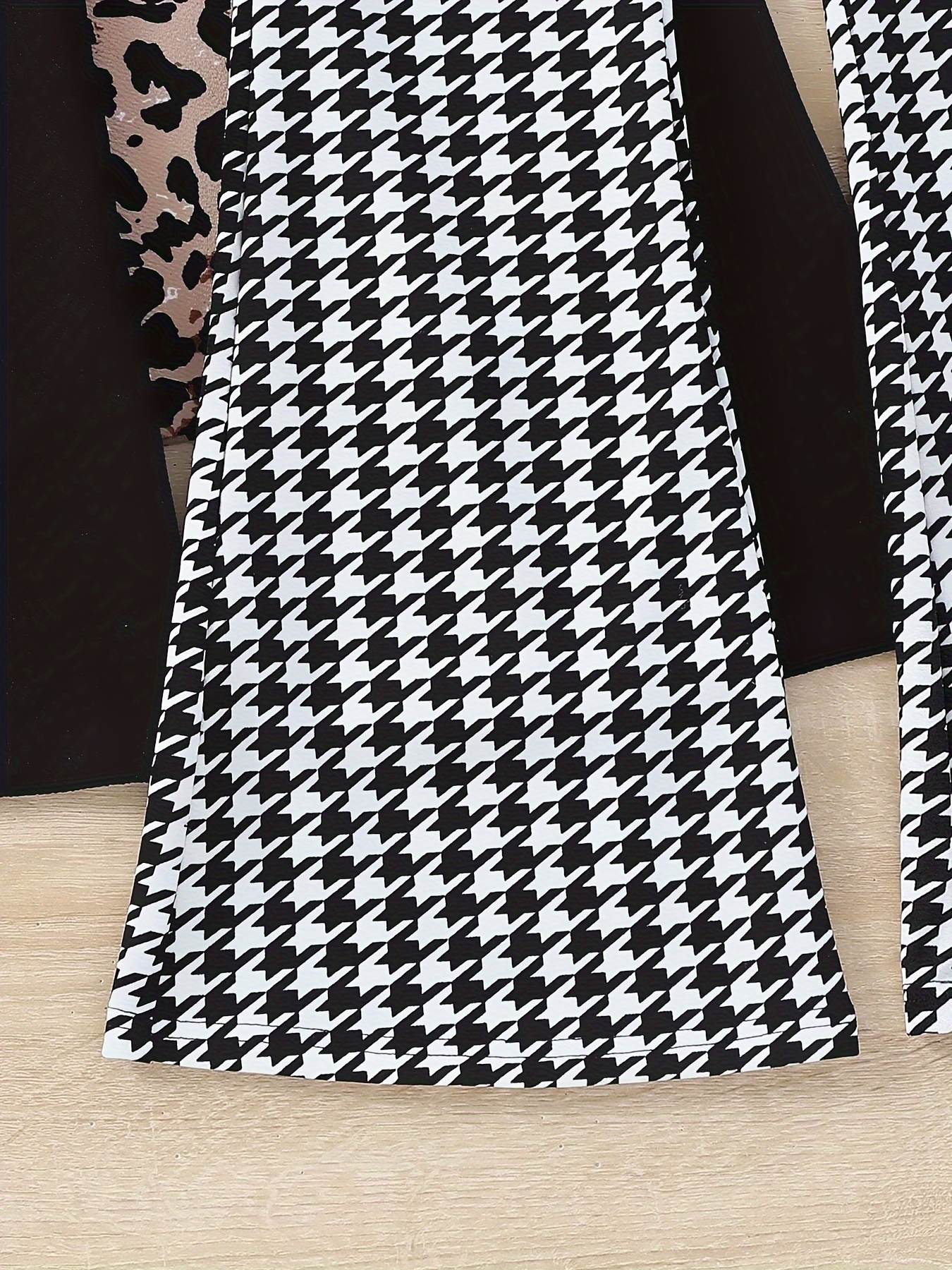 Girls Flare Pants All Season 3-Piece Leopard Print Houndstooth Stretch - 图片 17