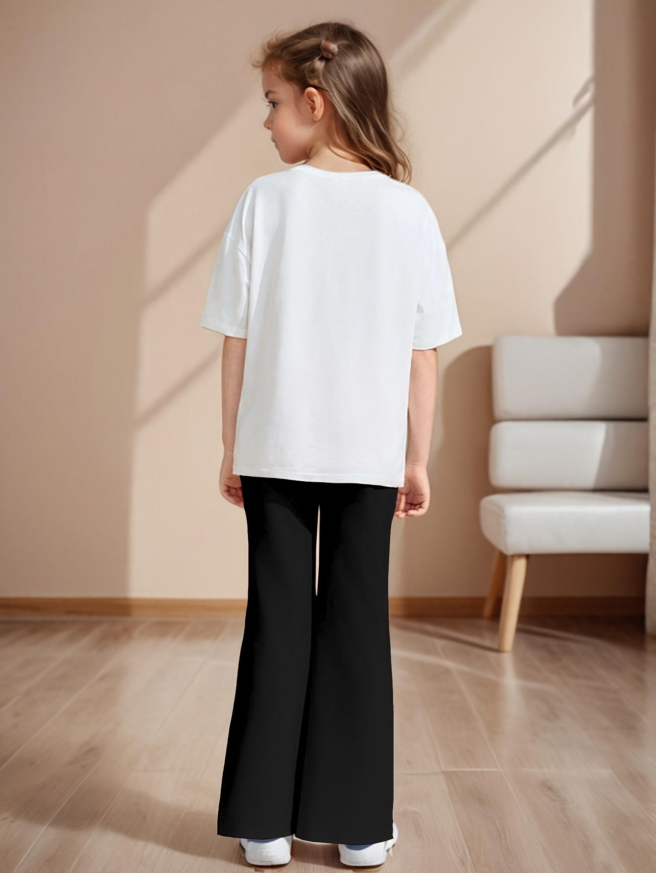 Girls Flare Pants Spring Summer 2-Piece Graphic Stretch Ages 3+ - 图片 2