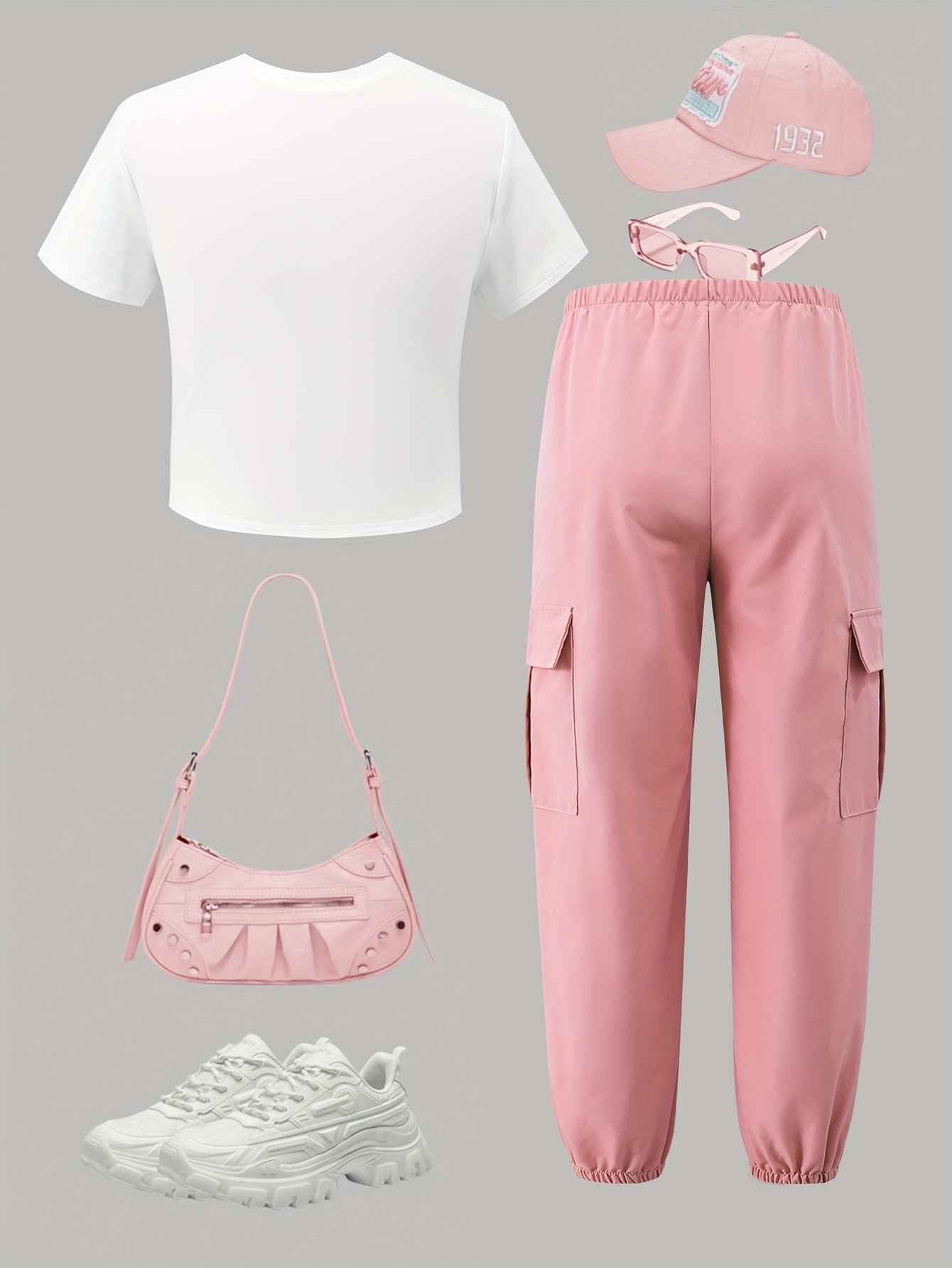 Girls T-Shirt Cargo Pants Set Spring-Summer-Fall 2-Piece Star Print - 图片 3