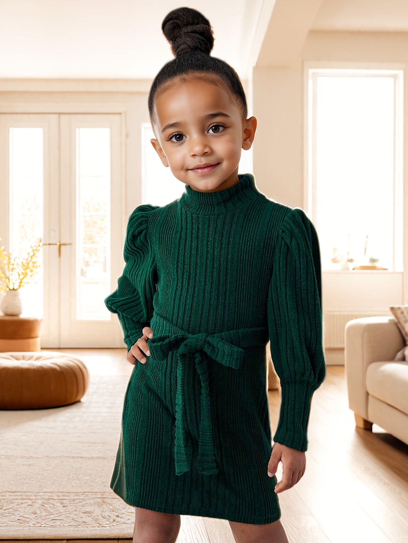Girls Dress Spring Fall Solid Color Stretch Comfort - 图片 4