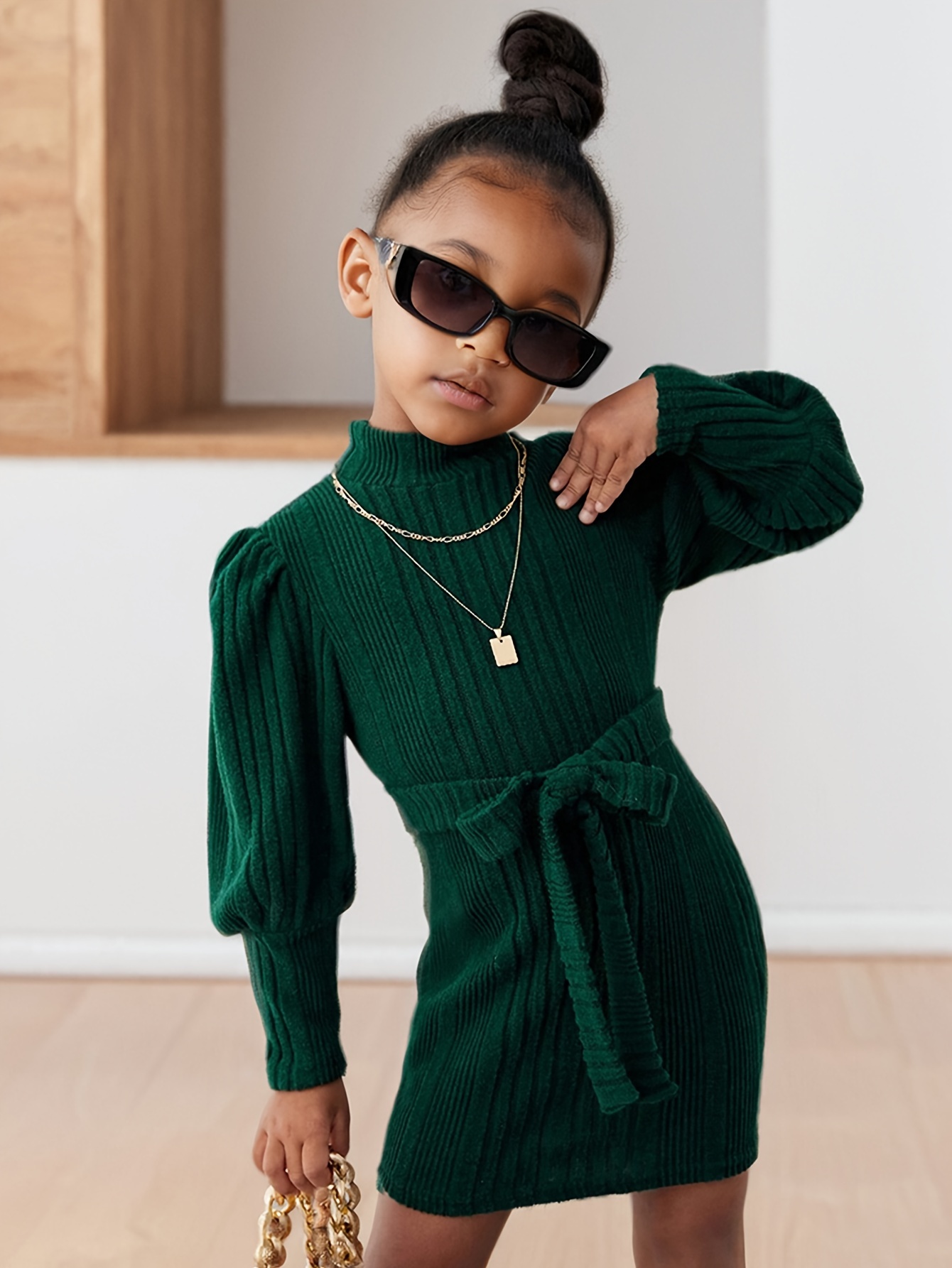 Girls Dress Spring Fall Solid Color Stretch Comfort - 图片 3