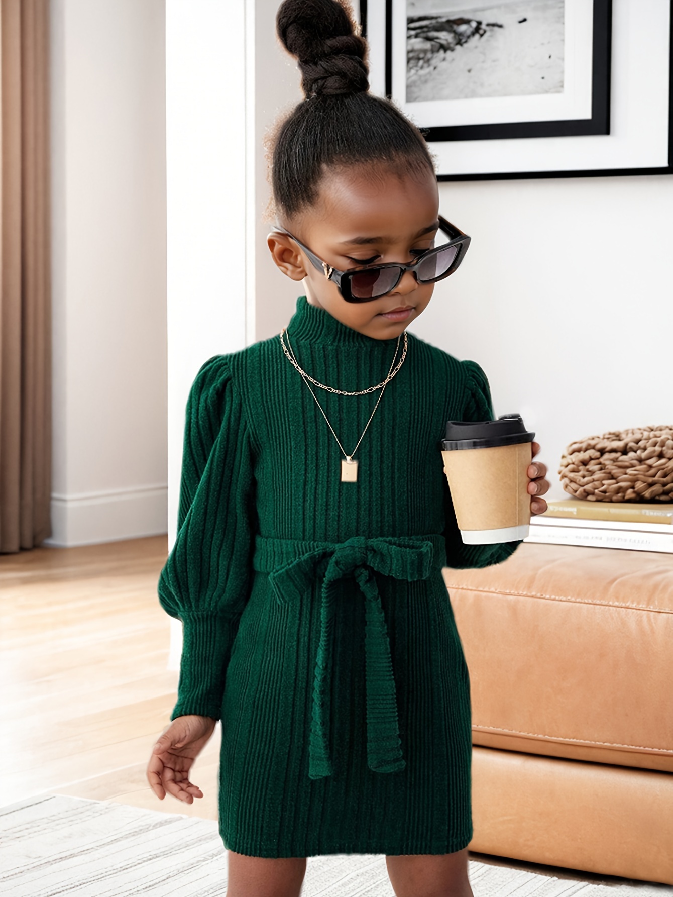 Girls Dress Spring Fall Solid Color Stretch Comfort - 图片 5