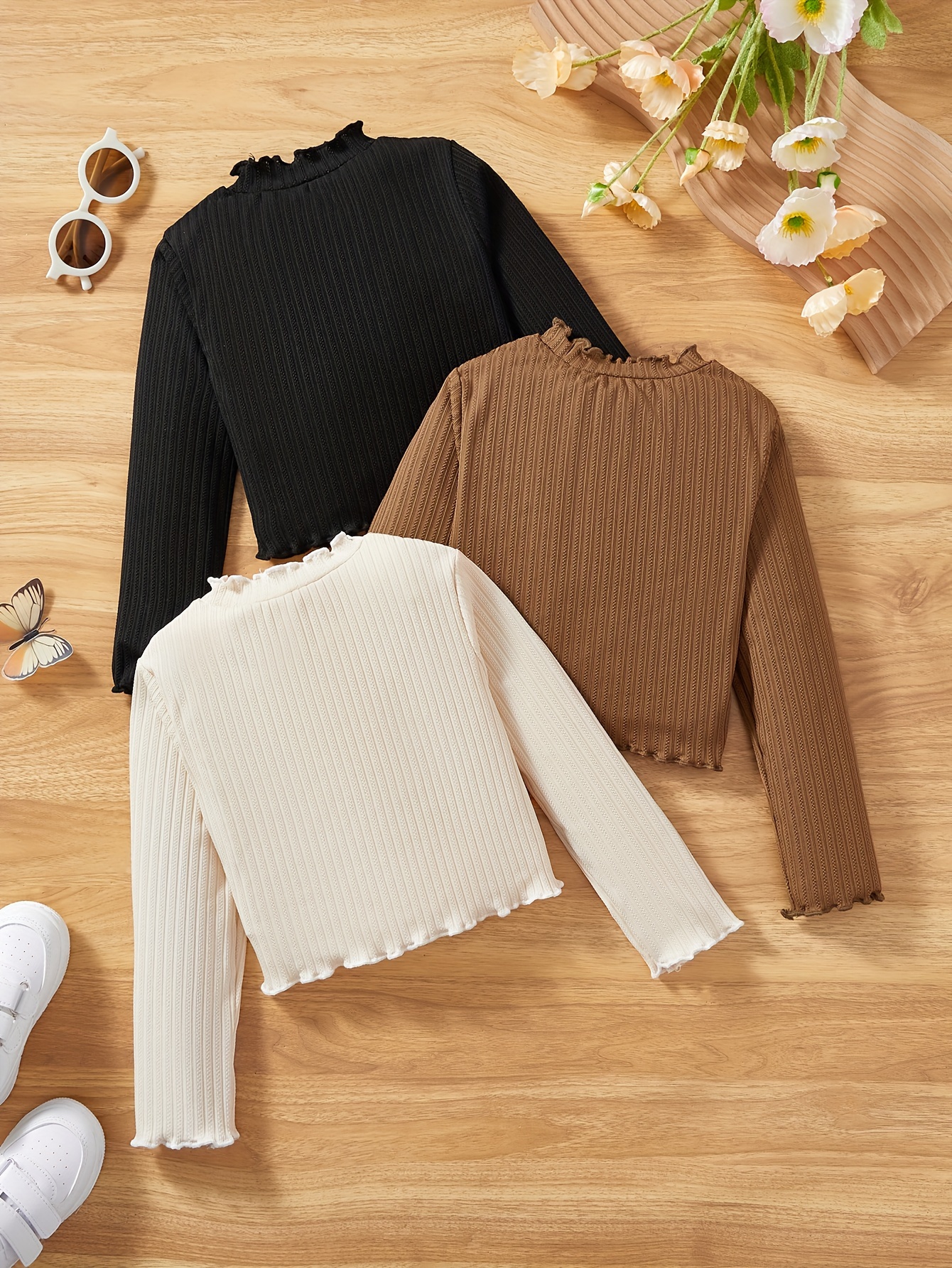 Girls Outfit Set All Season 3-Piece Solid Stretch Ages 3-10 - 图片 2