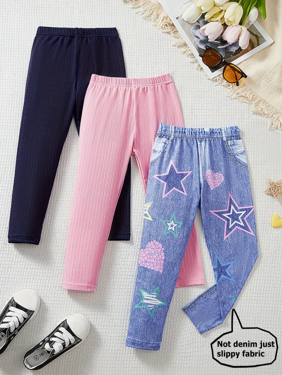 Girls Leggings All Season 3-Piece Stretch Comfort Ages 3-10