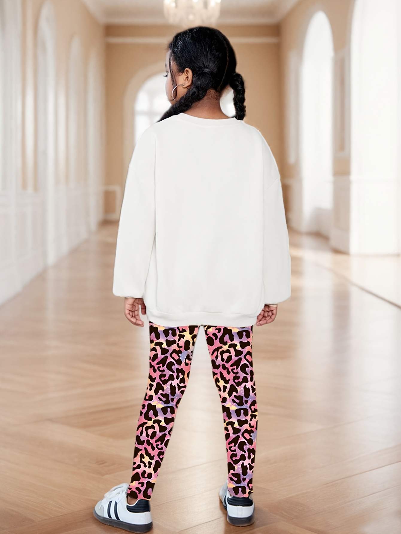 Girls Leggings Spring Fall 2-Piece Leopard Print Graphic Stretch - 图片 4