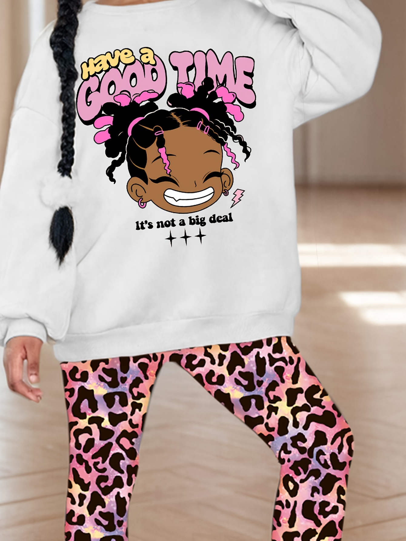 Girls Leggings Spring Fall 2-Piece Leopard Print Graphic Stretch - 图片 5