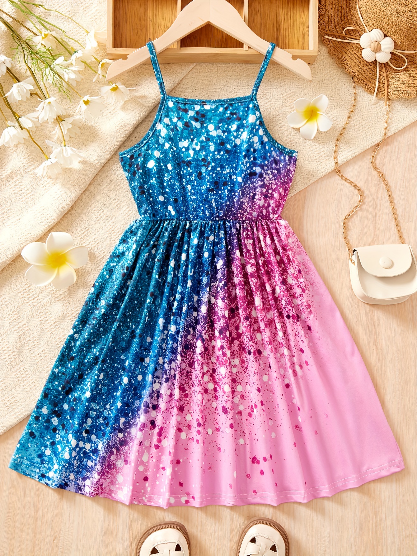 Girls Cami Dress All Season Gradient Sparkle Stretch Ages 1-8 - 图片 2