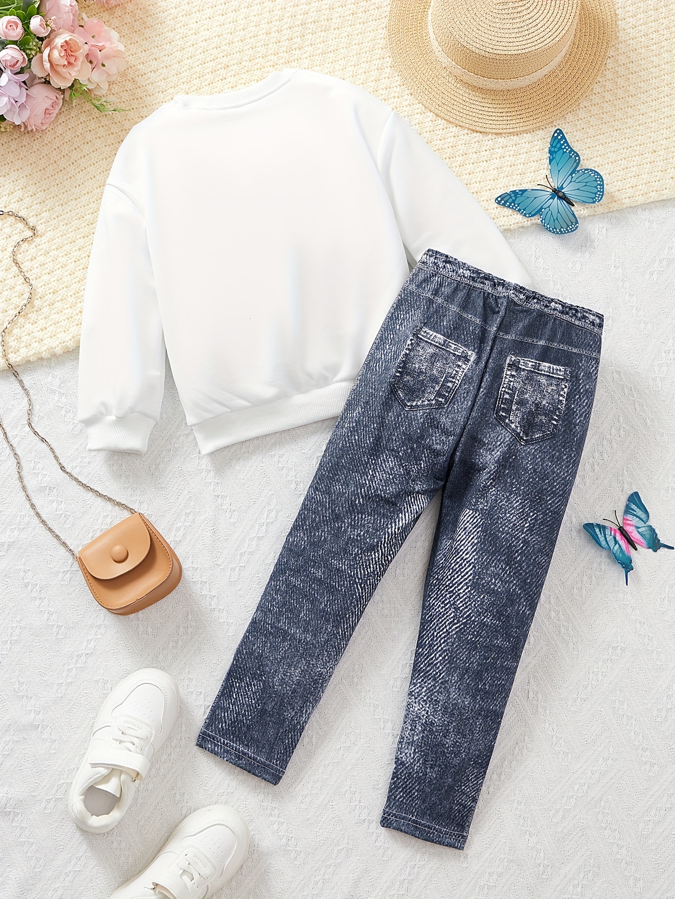 Girls Leggings Spring Fall 2-Piece Stretch Comfort Ages 1-8 - 图片 2