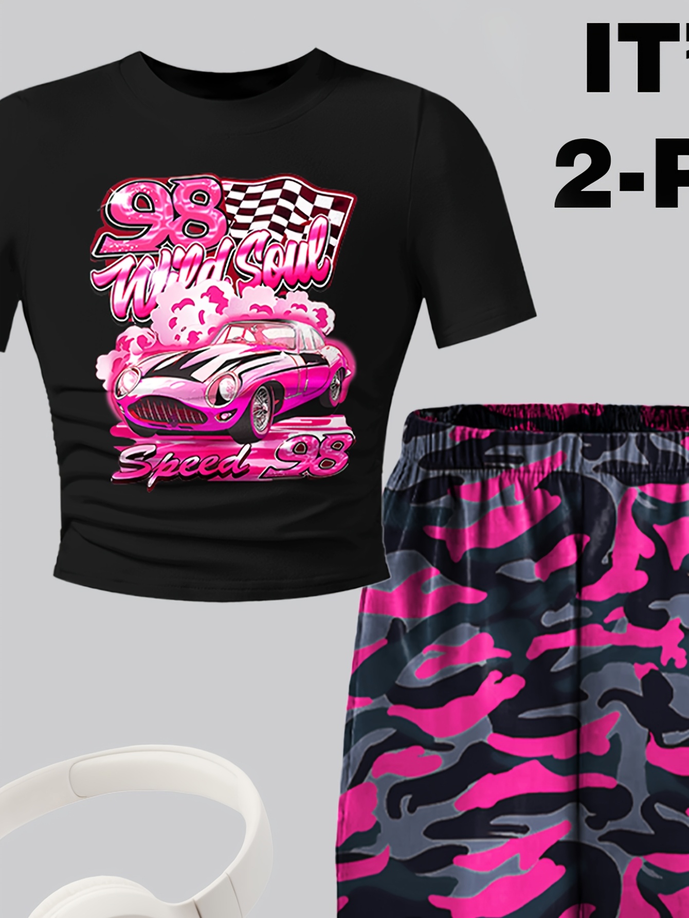 Girls T-Shirt Cargo Pants Set Spring-Summer-Fall 2-Piece Graphic - 图片 4