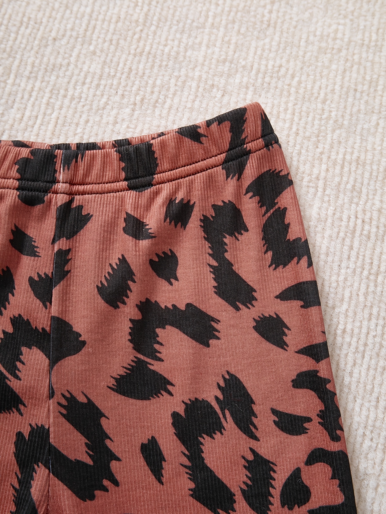 Girls Flare Pants All Season Leopard Print Solid Stretch Ages 3+ - 图片 3