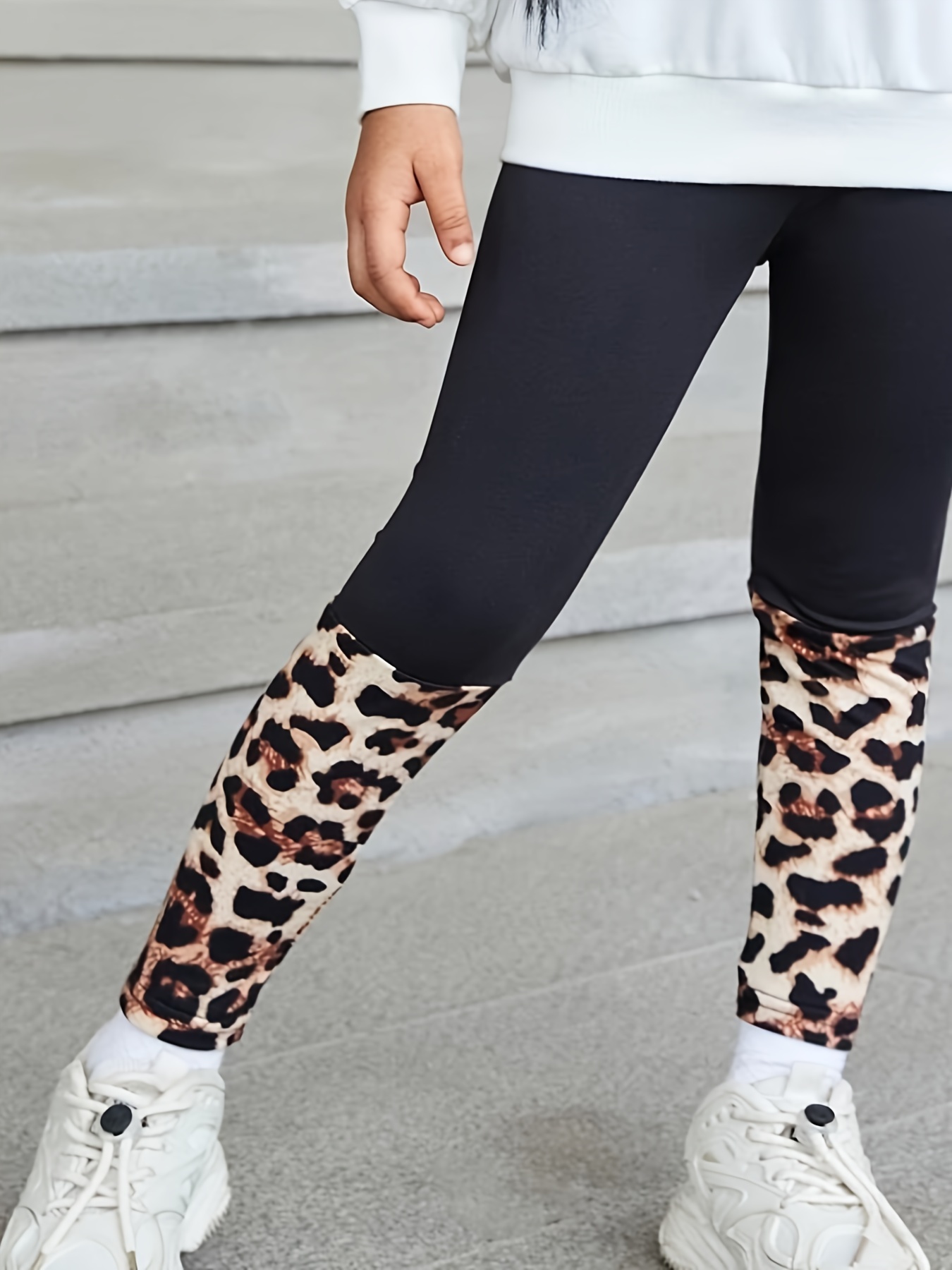 Girls Outfit Set Spring Fall 2-Piece Leopard Print Graphic Stretch - 图片 22