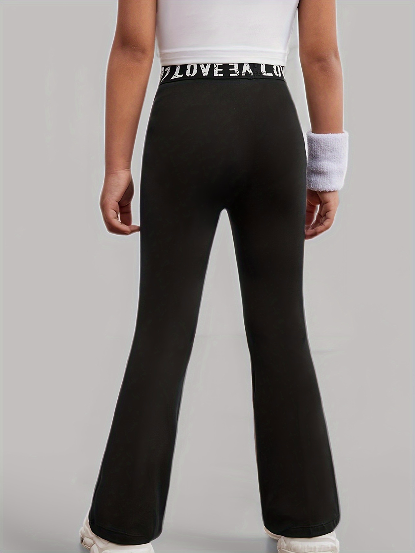 Girls Flare Pants All Season Letter Print Solid Stretch Ages 3+ - 图片 17
