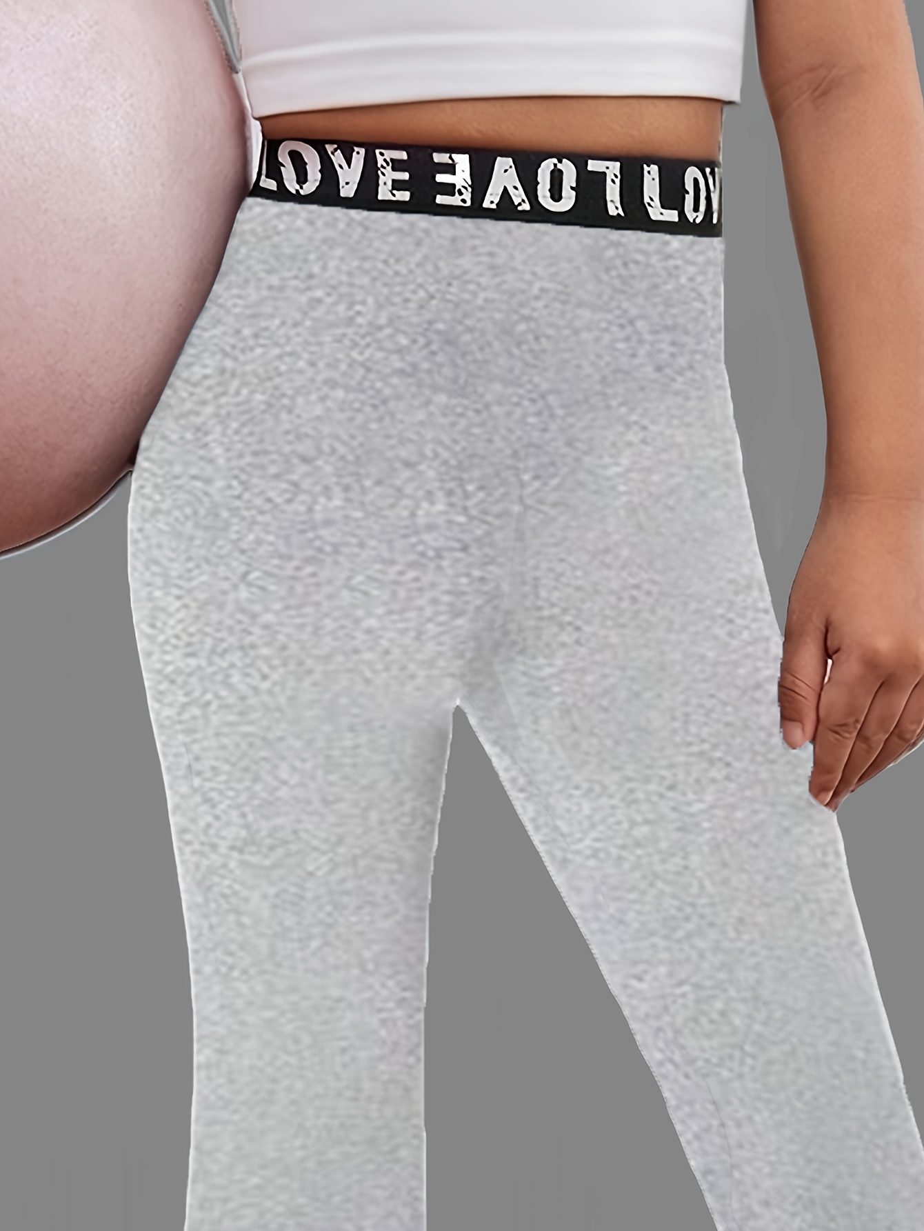 Girls Flare Pants All Season Letter Print Solid Stretch Ages 3+ - 图片 7