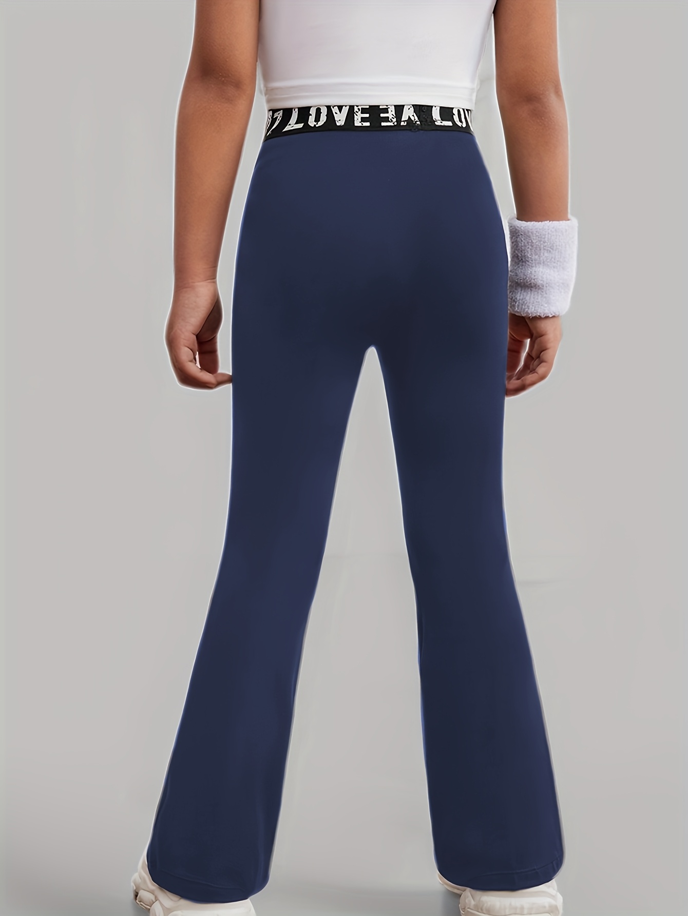 Girls Flare Pants All Season Letter Print Solid Stretch Ages 3+ - 图片 13