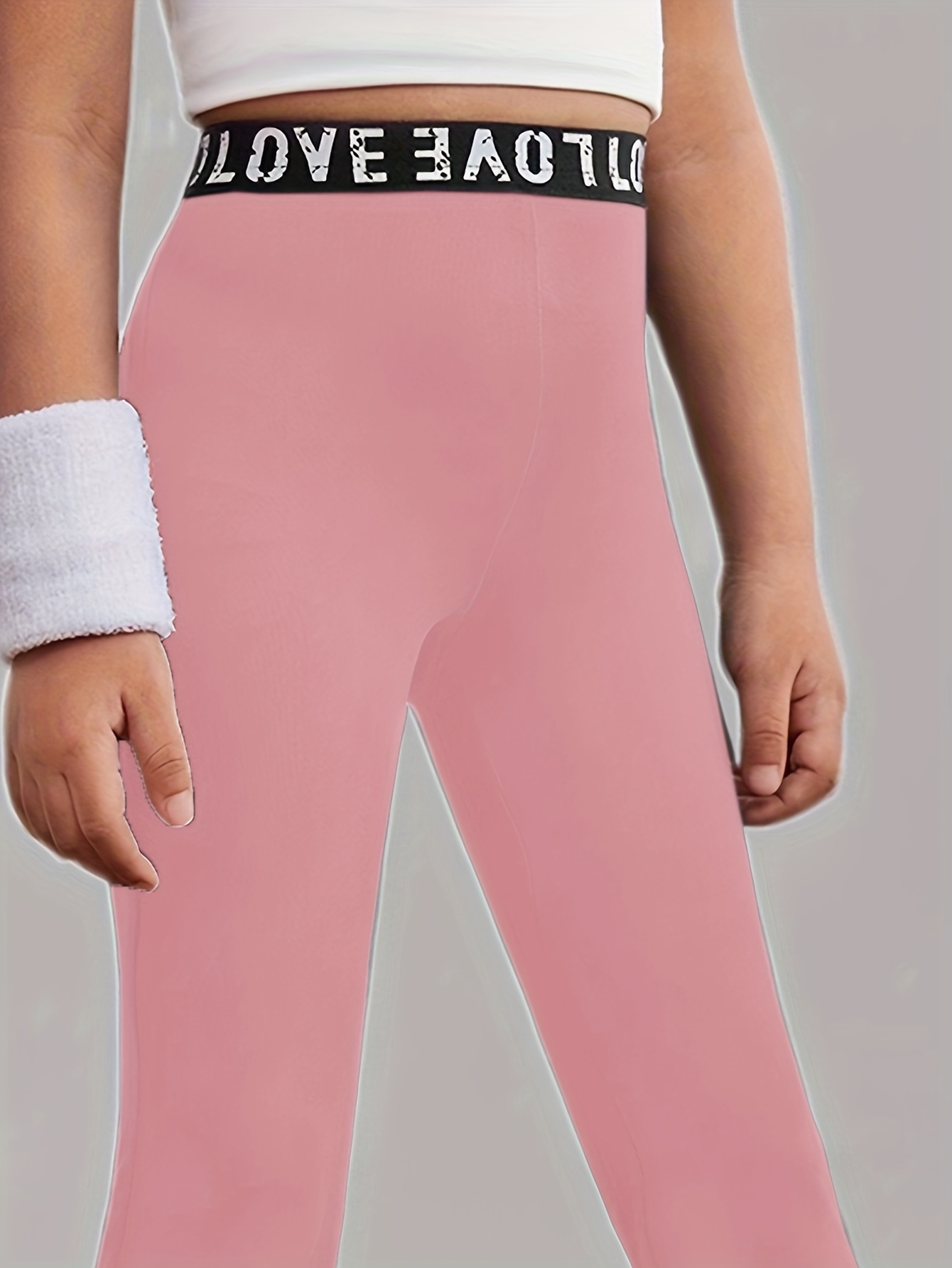 Girls Flare Pants All Season Letter Print Solid Stretch Ages 3+ - 图片 10