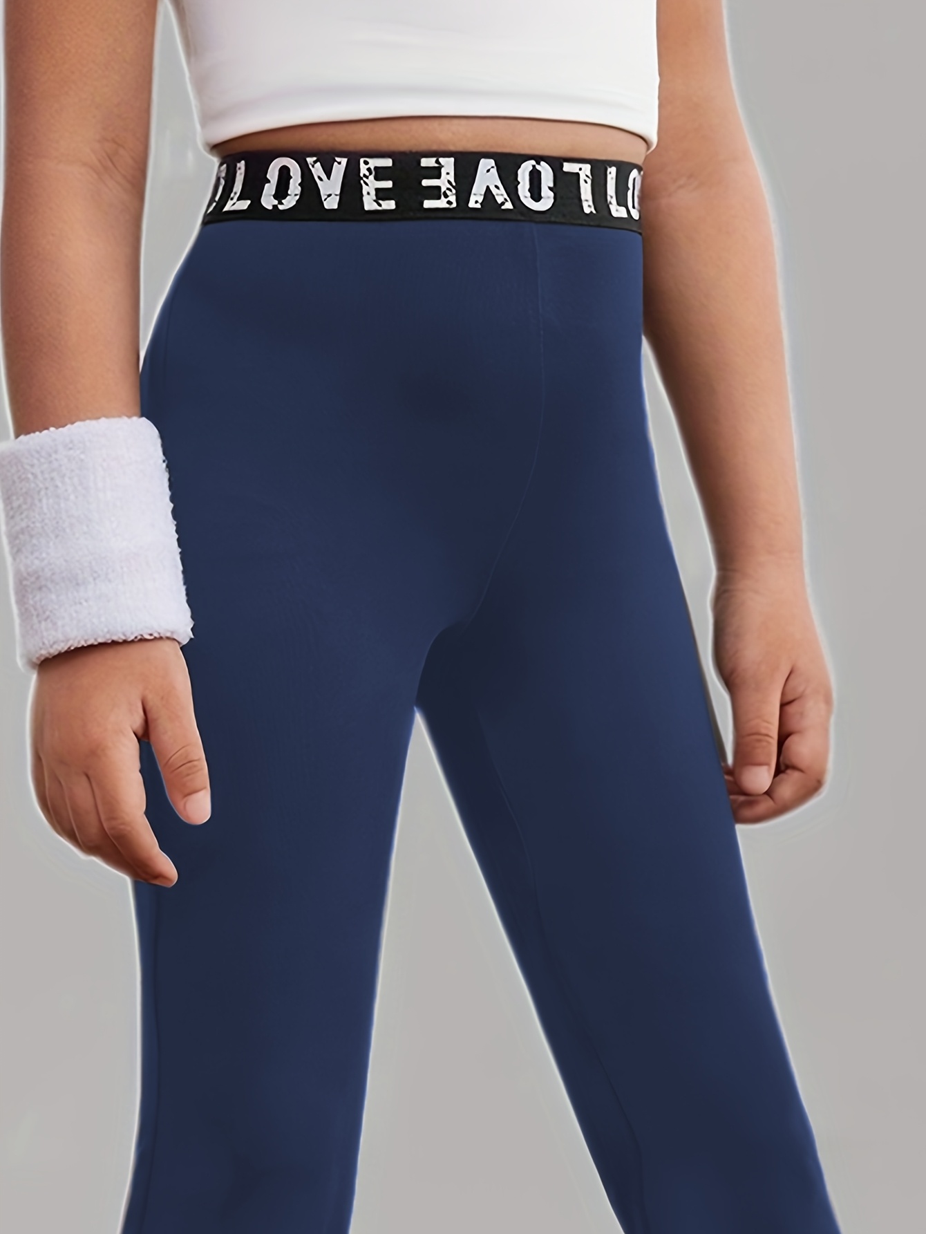 Girls Flare Pants All Season Letter Print Solid Stretch Ages 3+ - 图片 15