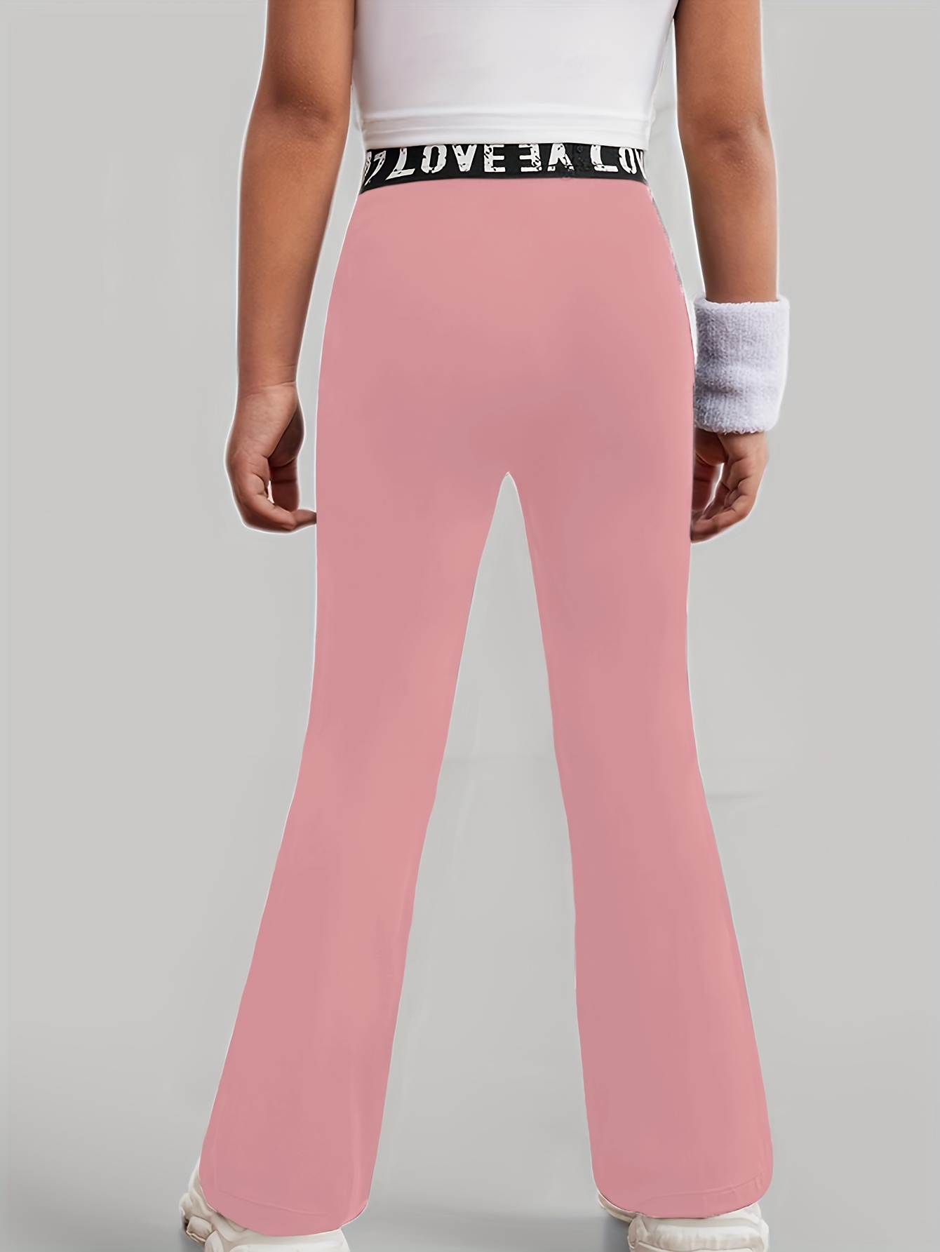 Girls Flare Pants All Season Letter Print Solid Stretch Ages 3+ - 图片 9