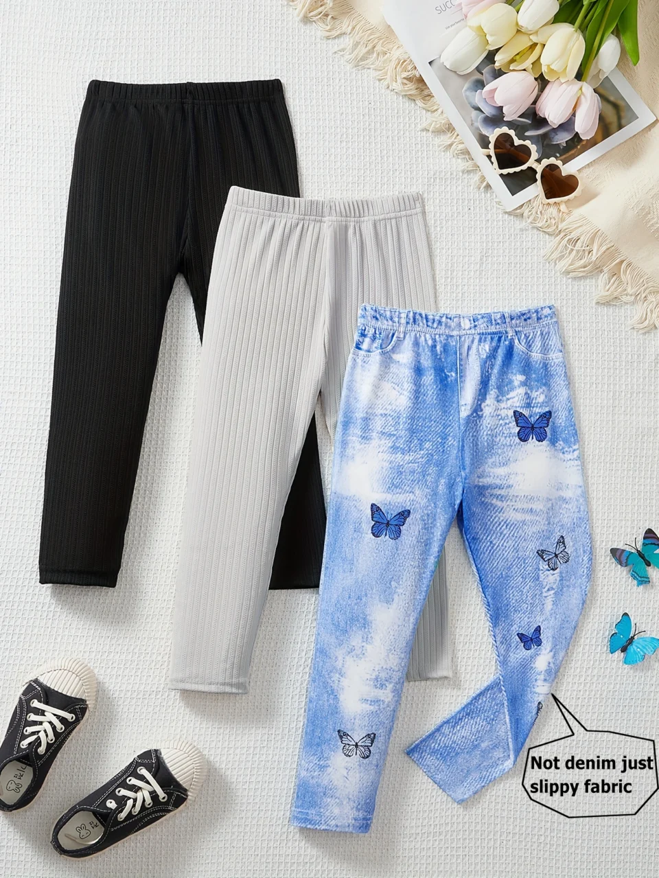 Girls Leggings All Season 3-Piece Stretch Comfort Ages 3-10