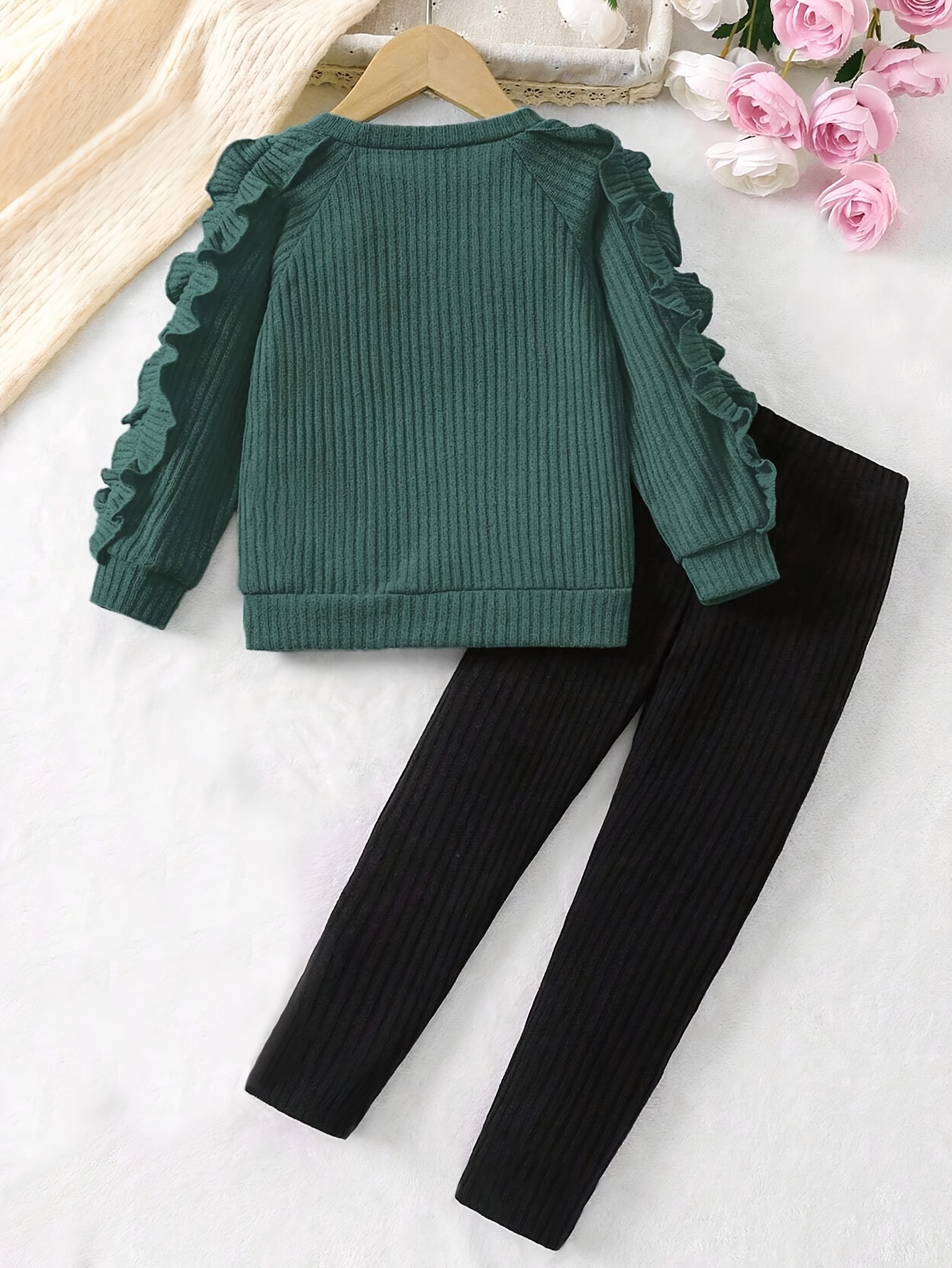 Girls Leggings Spring Fall 2-Piece Graphic Ruffle Stretch Ages 1-8 - 图片 3