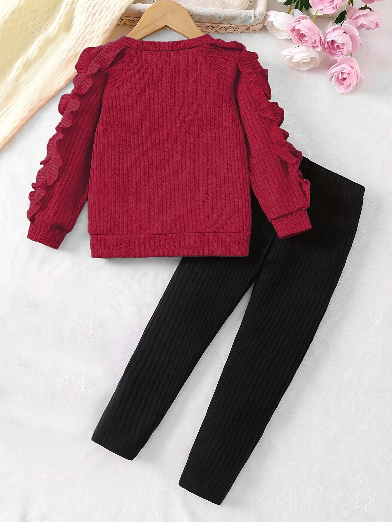 Girls Leggings Spring Fall 2-Piece Graphic Ruffle Stretch Ages 1-8 - 图片 7