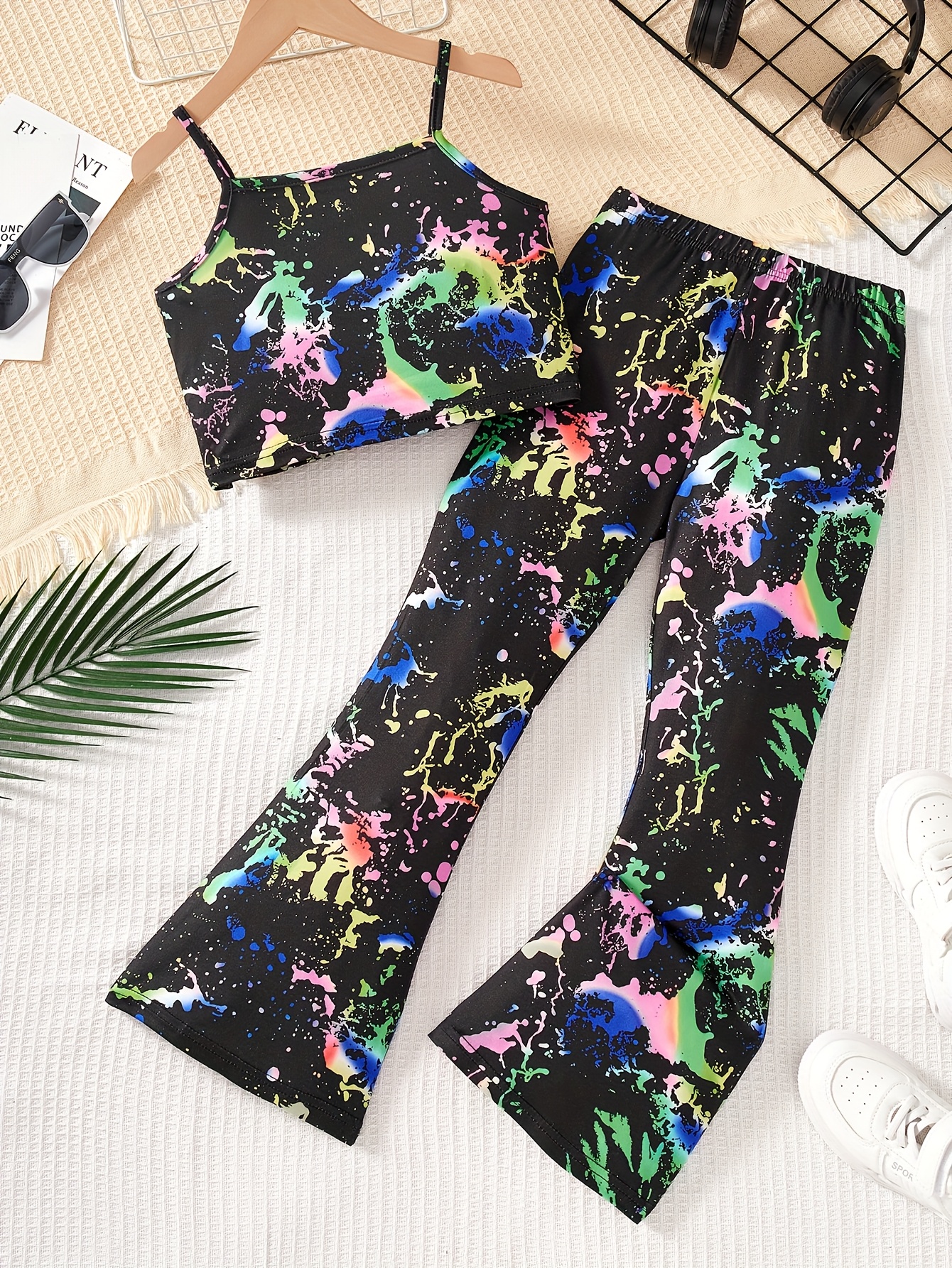 Girls Flare Pants Spring Summer 2-Piece Tie Dye Stretch Ages 3+ - 图片 12