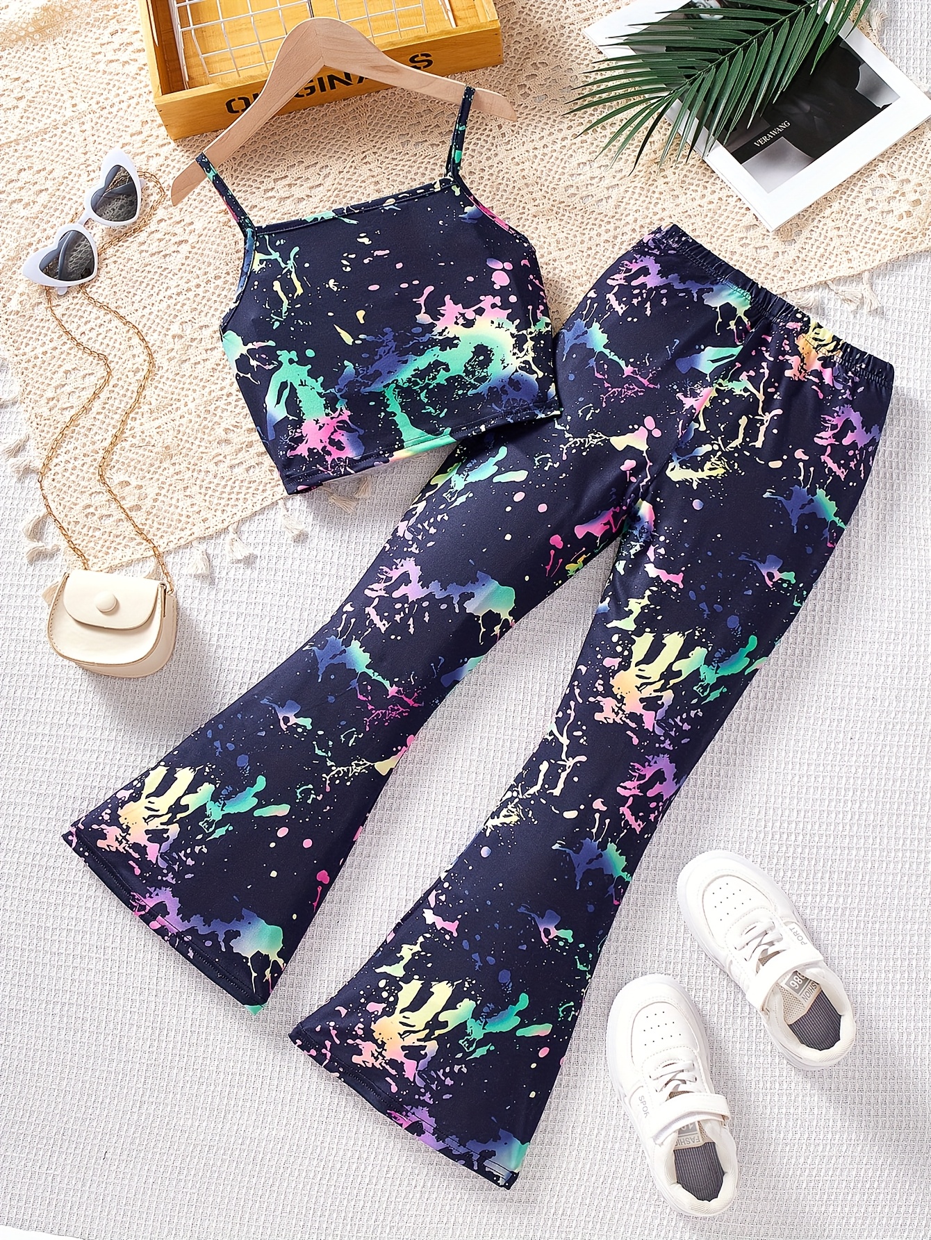 Girls Flare Pants Spring Summer 2-Piece Tie Dye Stretch Ages 3+ - 图片 9
