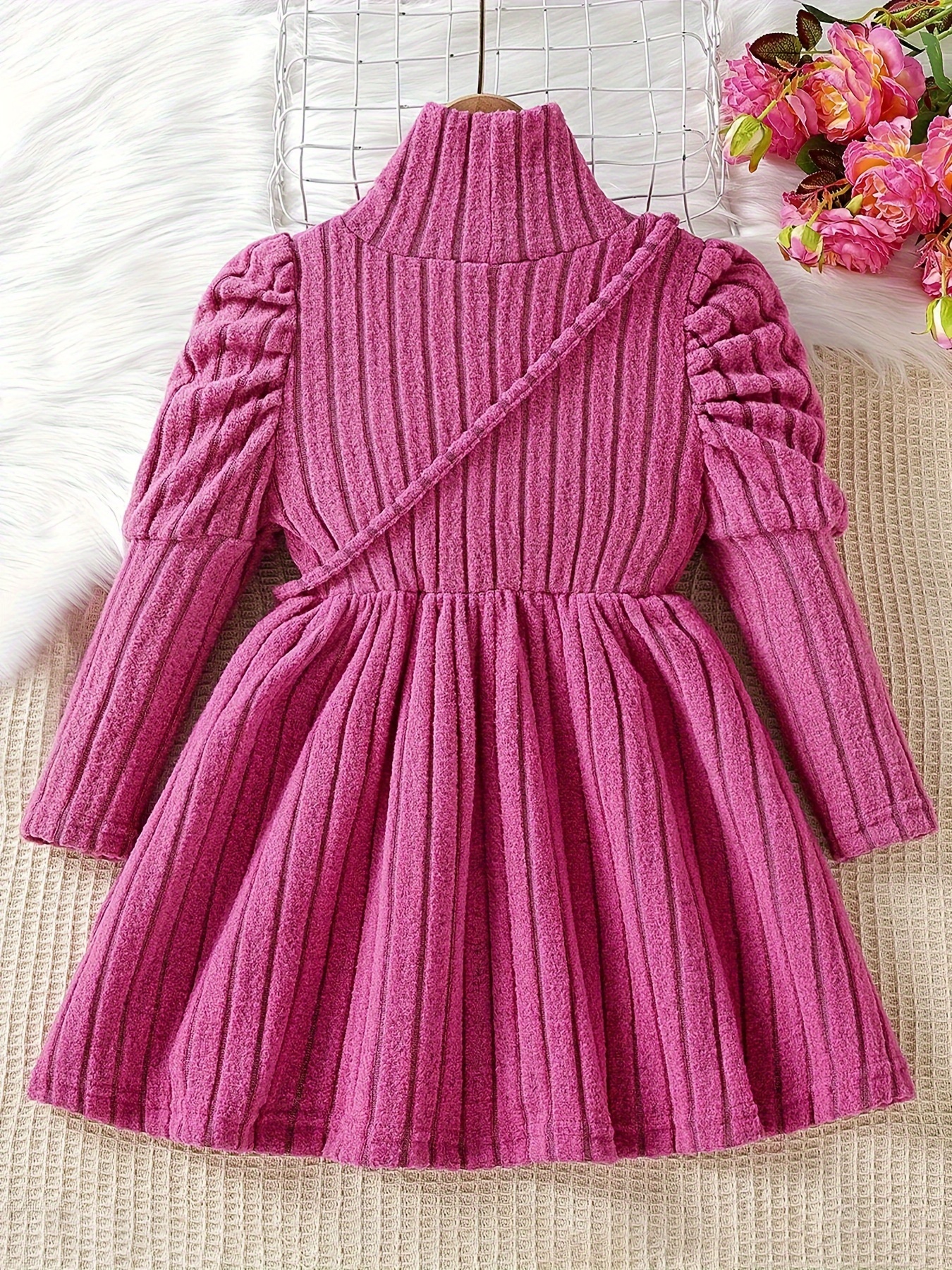 Girls Dress Spring Fall Solid Color Stretch Comfort Ages 1-8 - 图片 2
