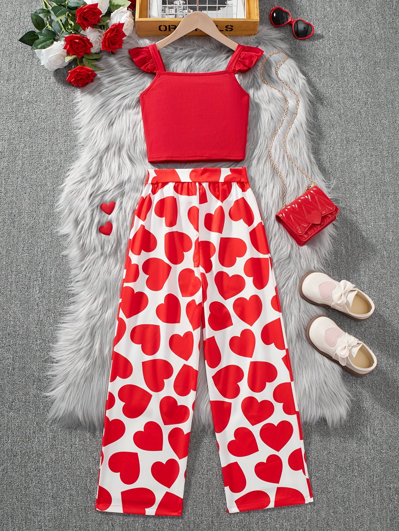 Girls Outfit Set Spring Summer 2-Piece Solid Stretch Teen Girls - 图片 2
