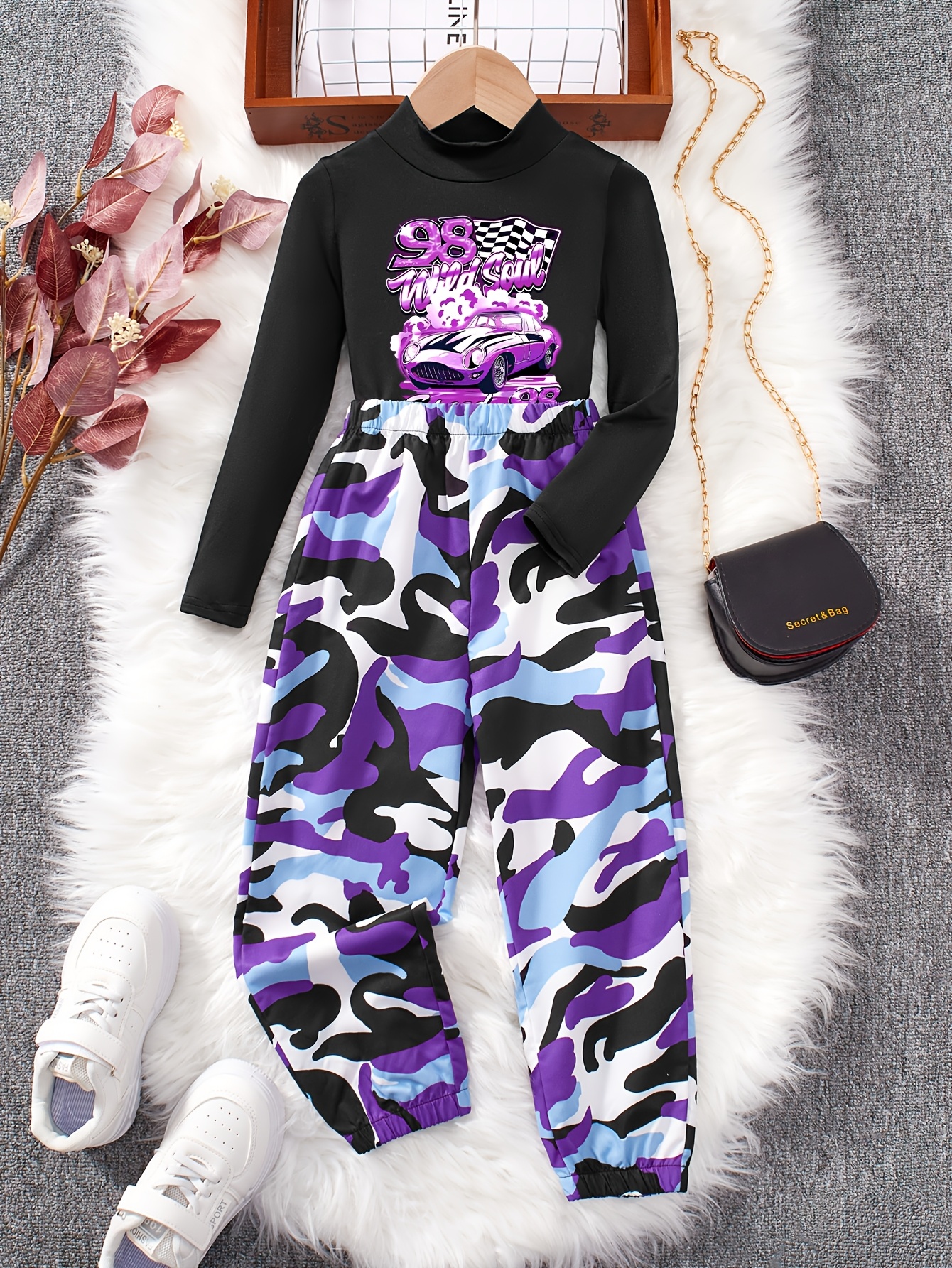 Girls Outfit Set Spring Fall 2-Piece Stretch Comfort Ages 3+ - 图片 5