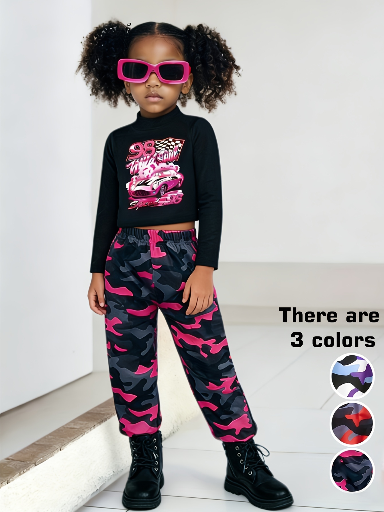 Girls Outfit Set Spring Fall 2-Piece Stretch Comfort Ages 3+ - 图片 3