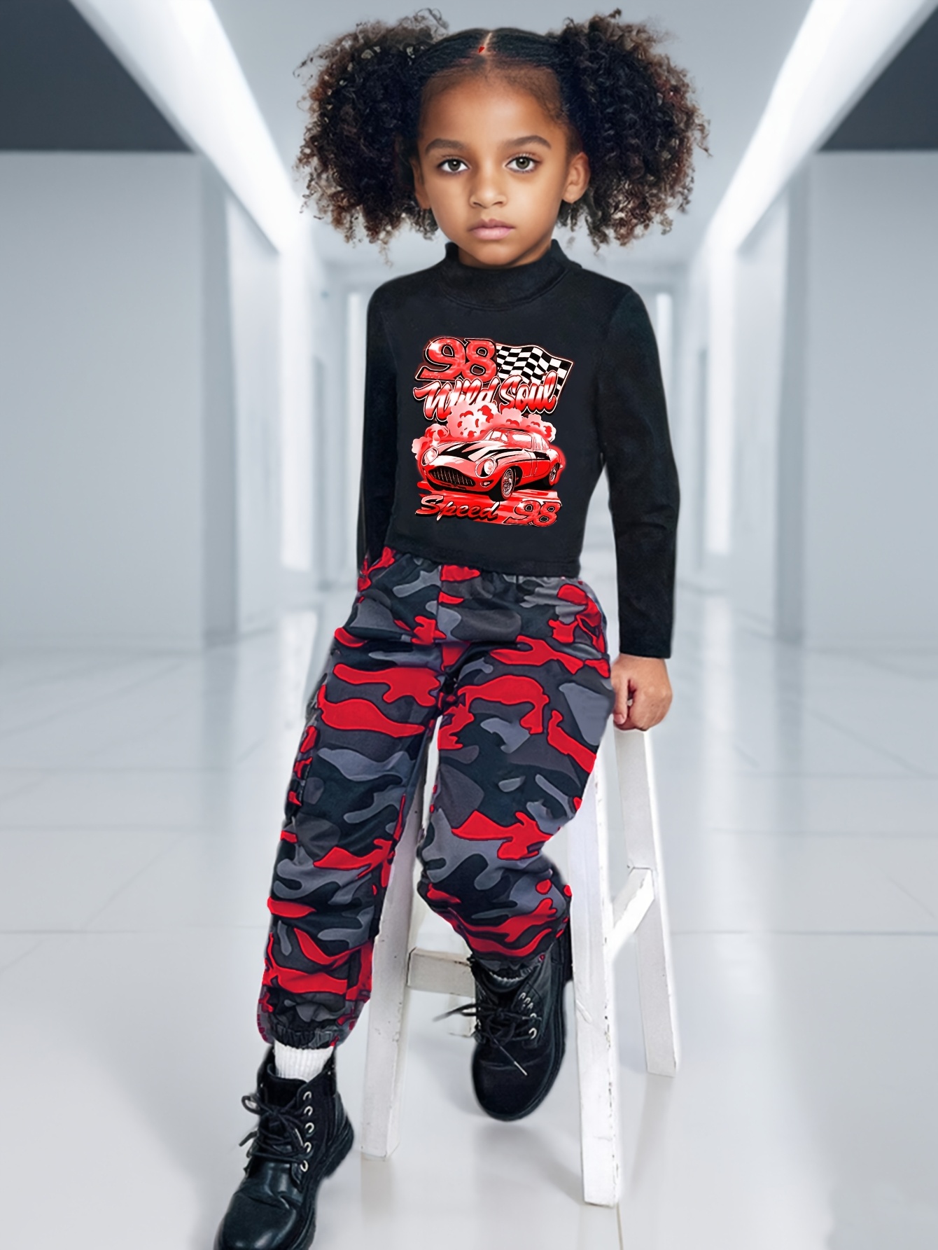Girls Outfit Set Spring Fall 2-Piece Stretch Comfort Ages 3+ - 图片 14