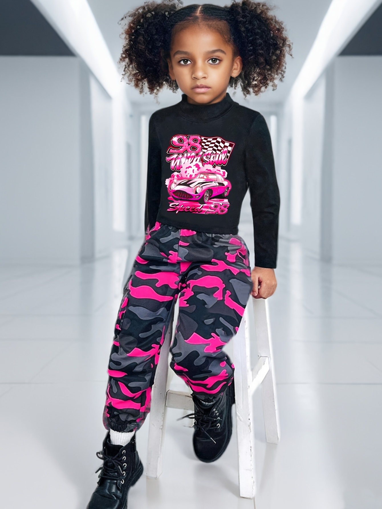 Girls Outfit Set Spring Fall 2-Piece Stretch Comfort Ages 3+ - 图片 16