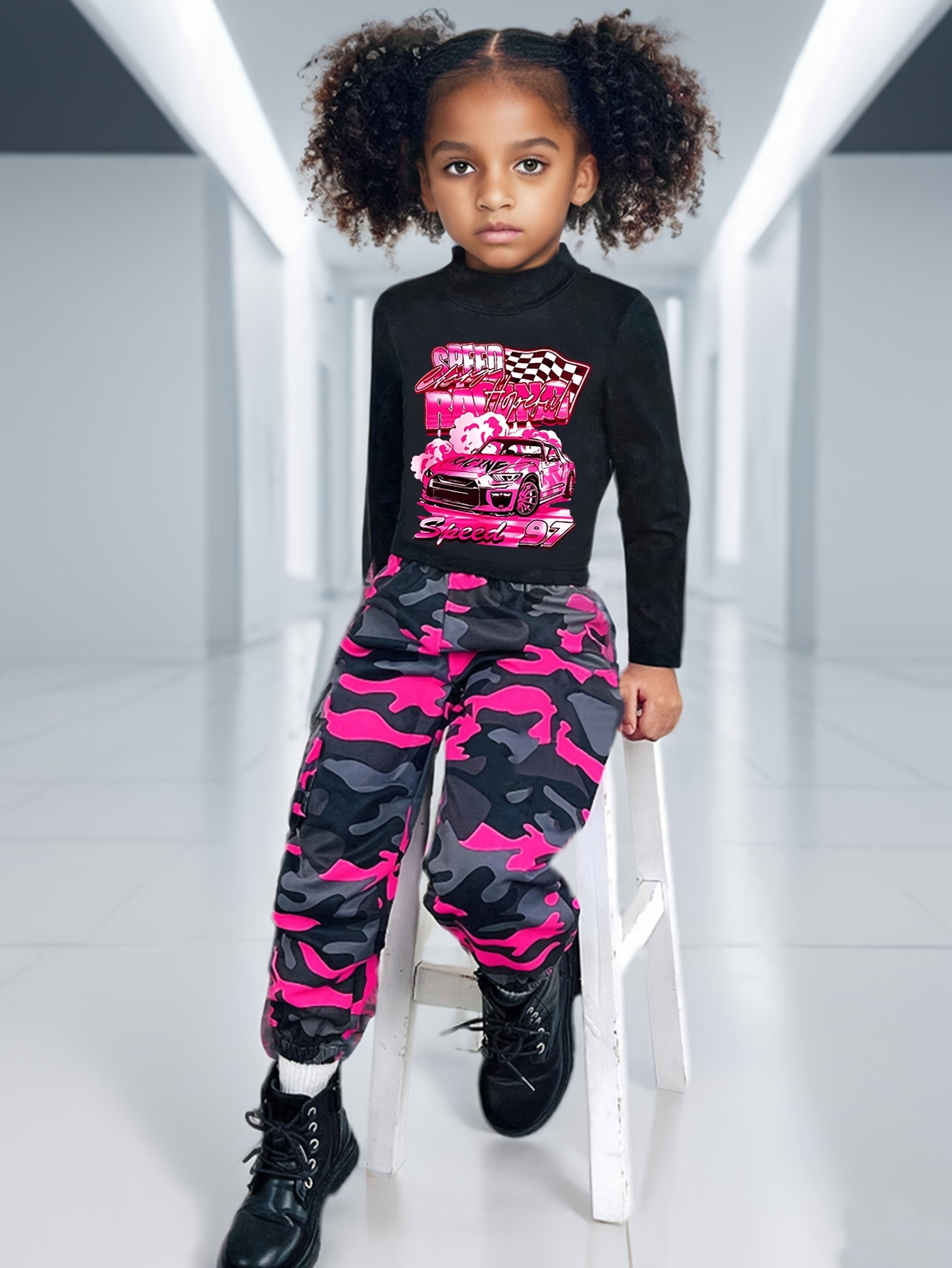 Girls Outfit Set Spring Fall 2-Piece Stretch Comfort Ages 3+ - 图片 20
