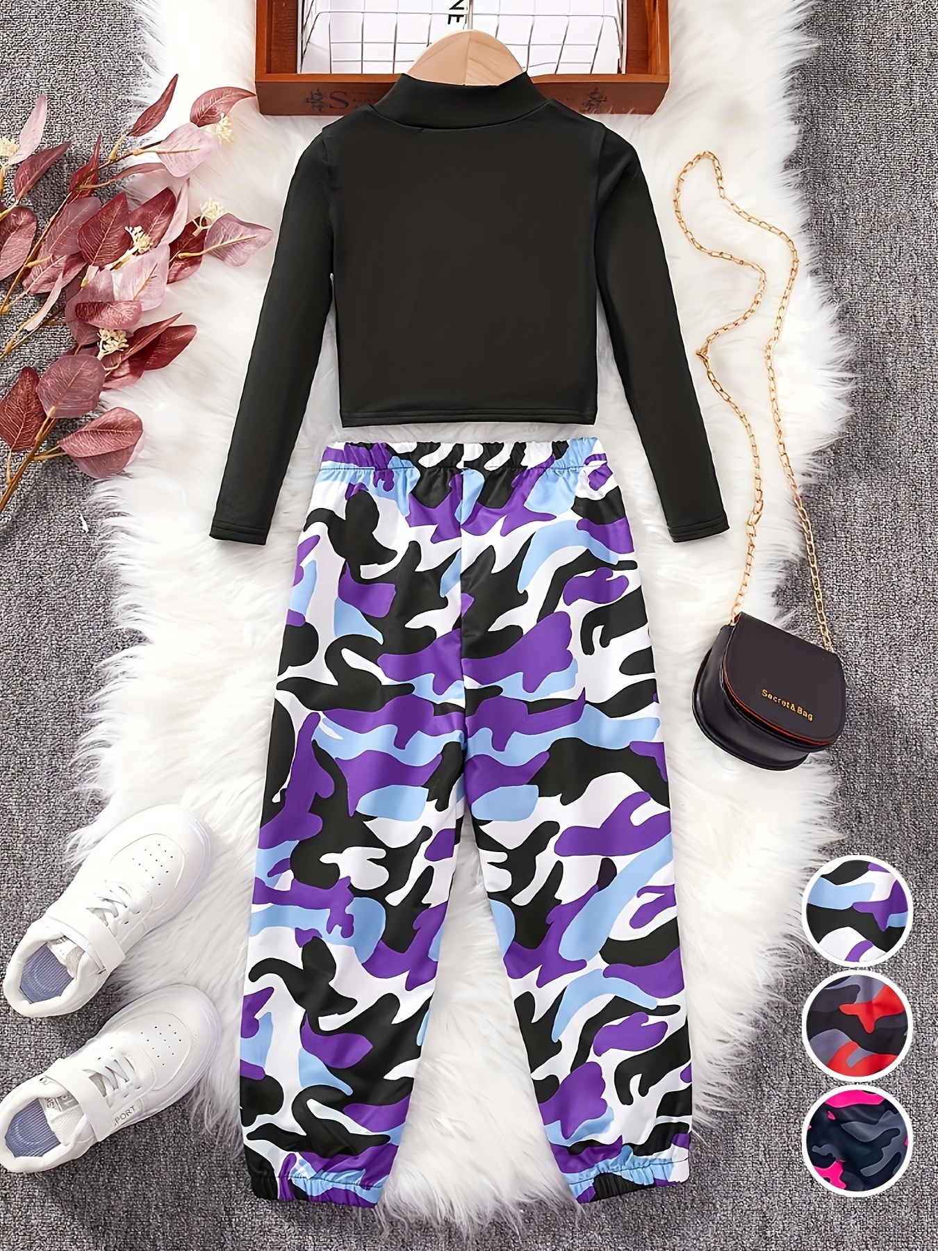Girls Outfit Set Spring Fall 2-Piece Stretch Comfort Ages 3+ - 图片 4