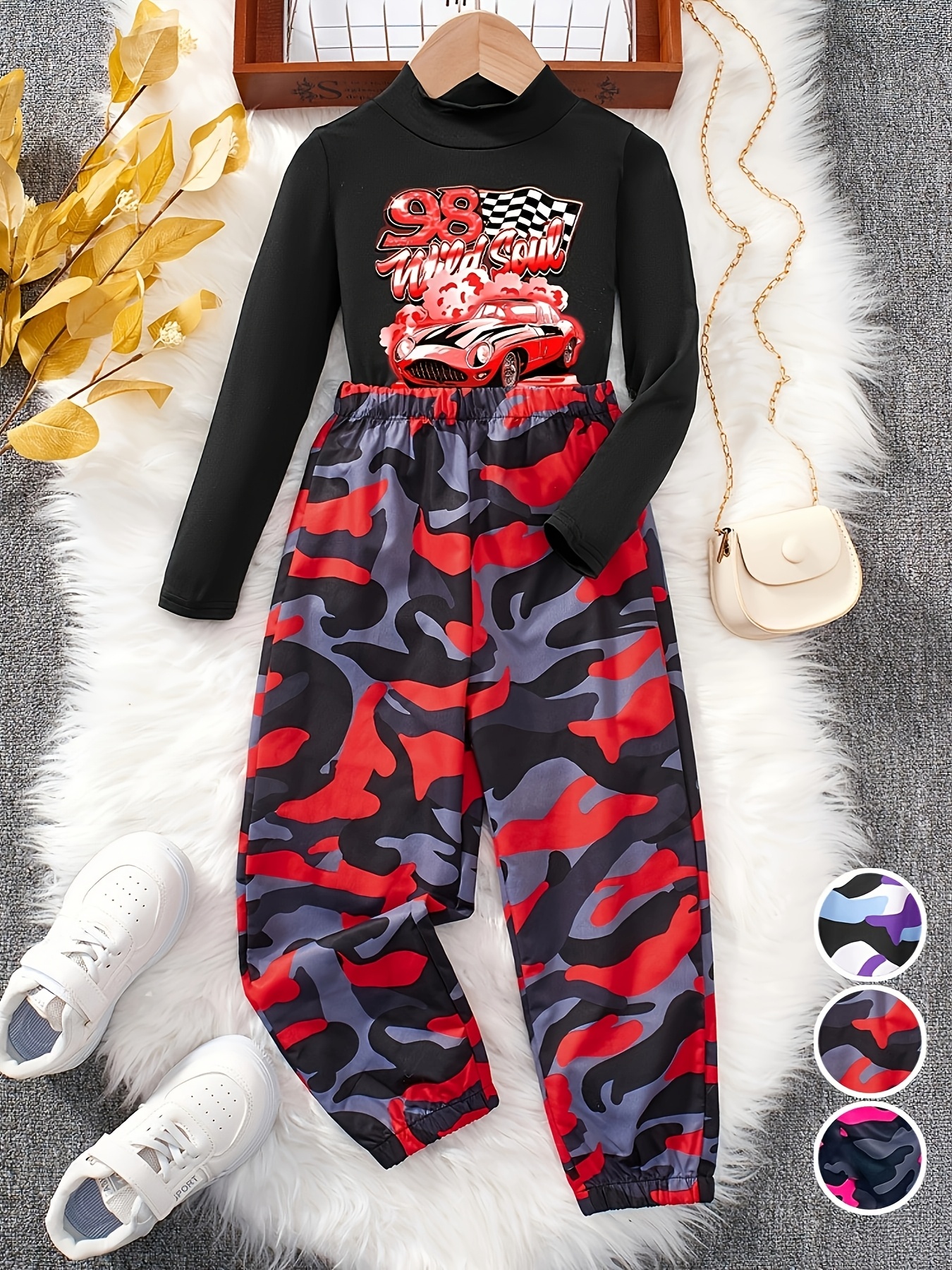 Girls Outfit Set Spring Fall 2-Piece Stretch Comfort Ages 3+ - 图片 2