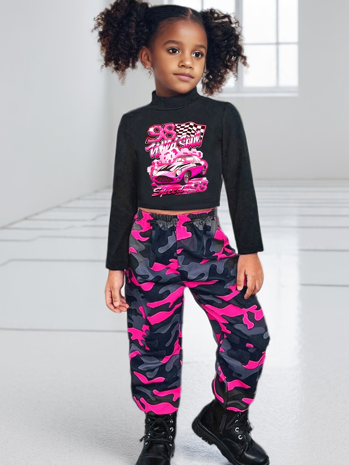 Girls Outfit Set Spring Fall 2-Piece Stretch Comfort Ages 3+ - 图片 18