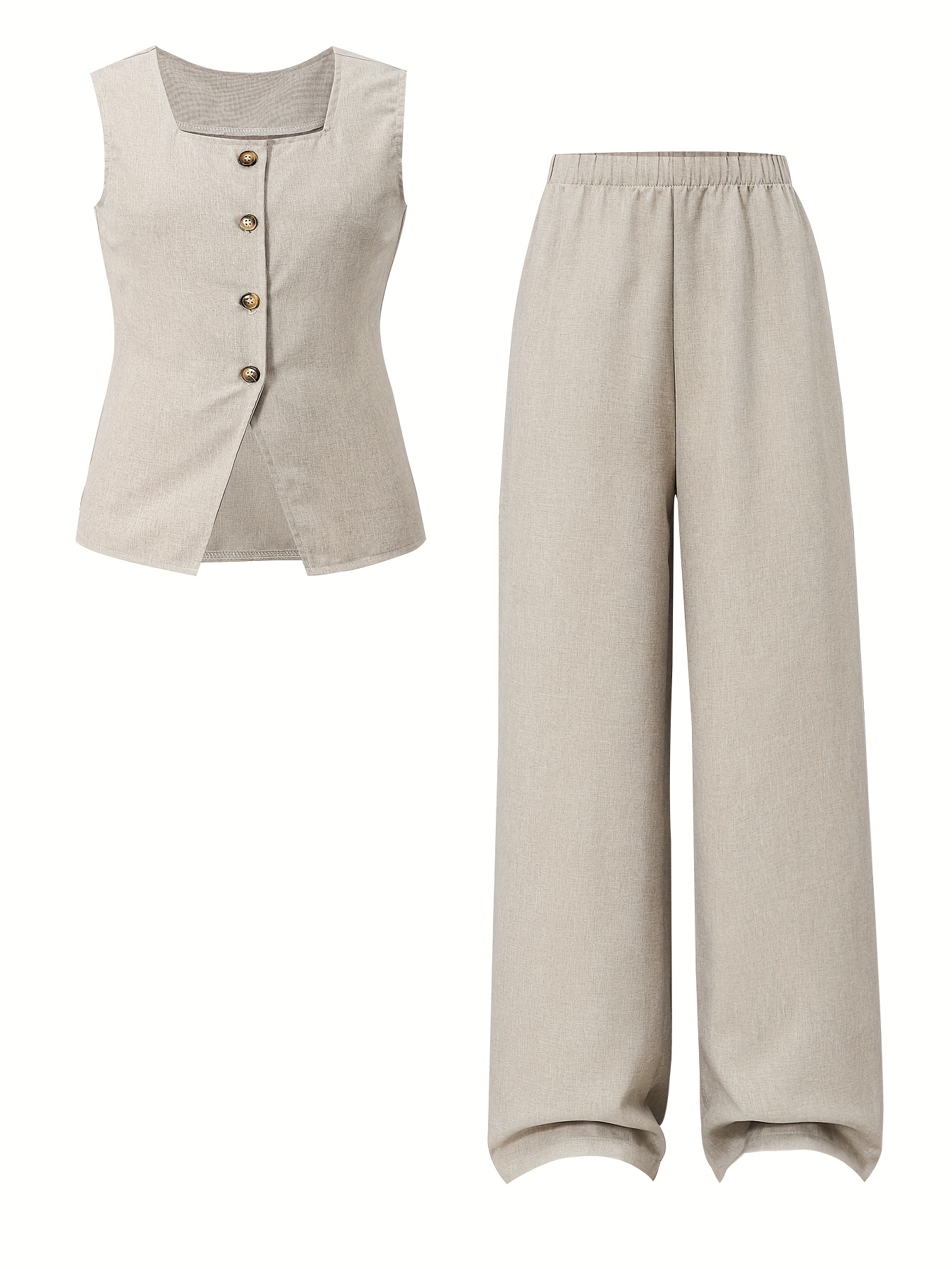 Girls Vest Pants Set Spring-Summer-Fall 2-Piece Solid Stretch Teen - 图片 2