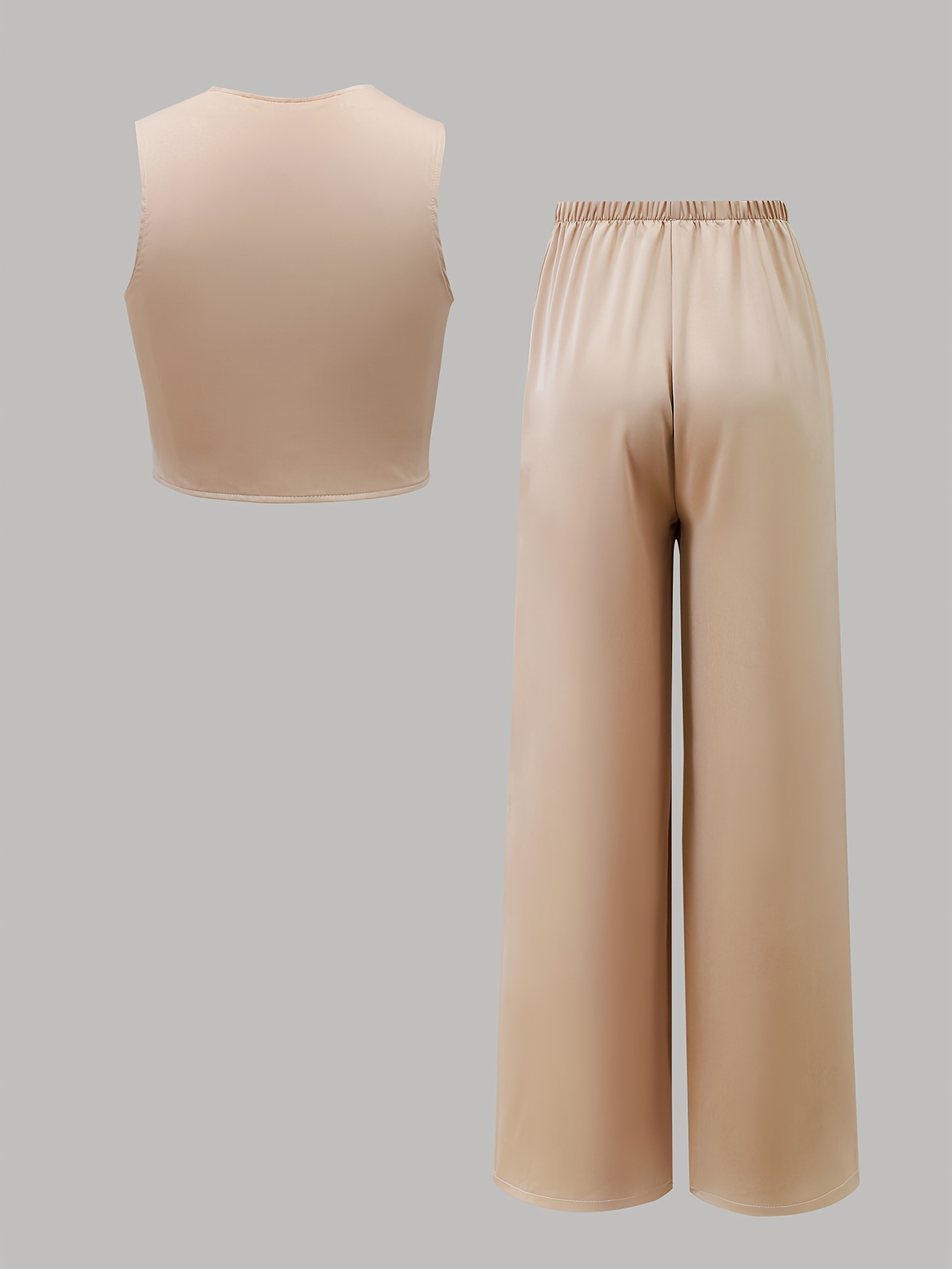 Teen Girls Asymmetrical Blazer Vest Straight Leg Pants 2-Piece Set Spring Summer - 图片 2