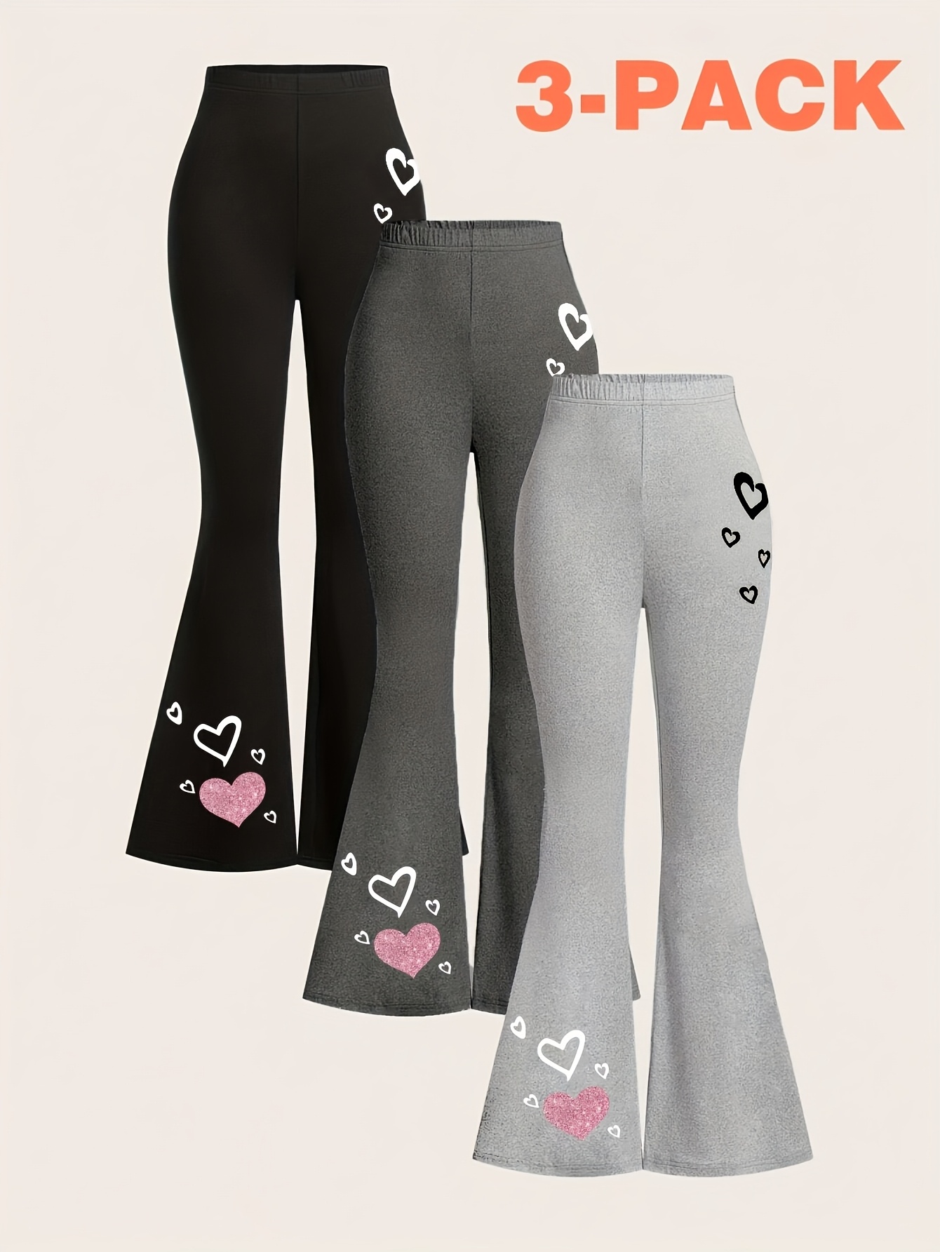 Teen Girls Flare Pants 3-Piece Set Graphic All Season Stretch - 图片 2